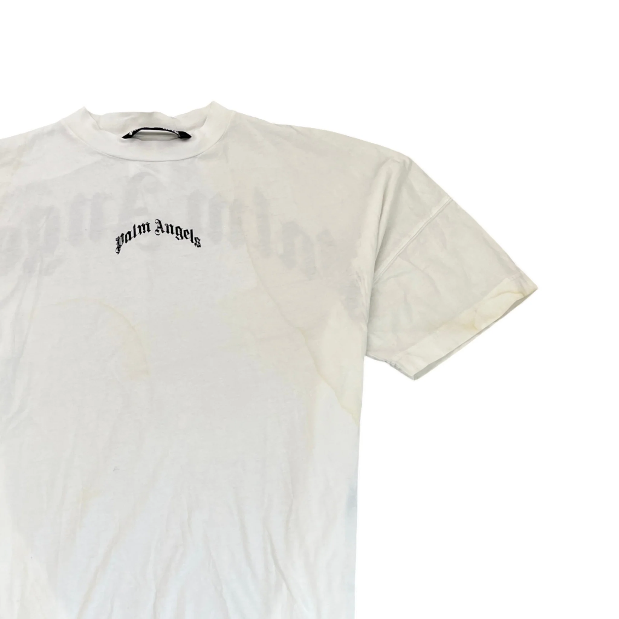 Men's Gothic Logo Print T-Shirt White Size S - Image 3