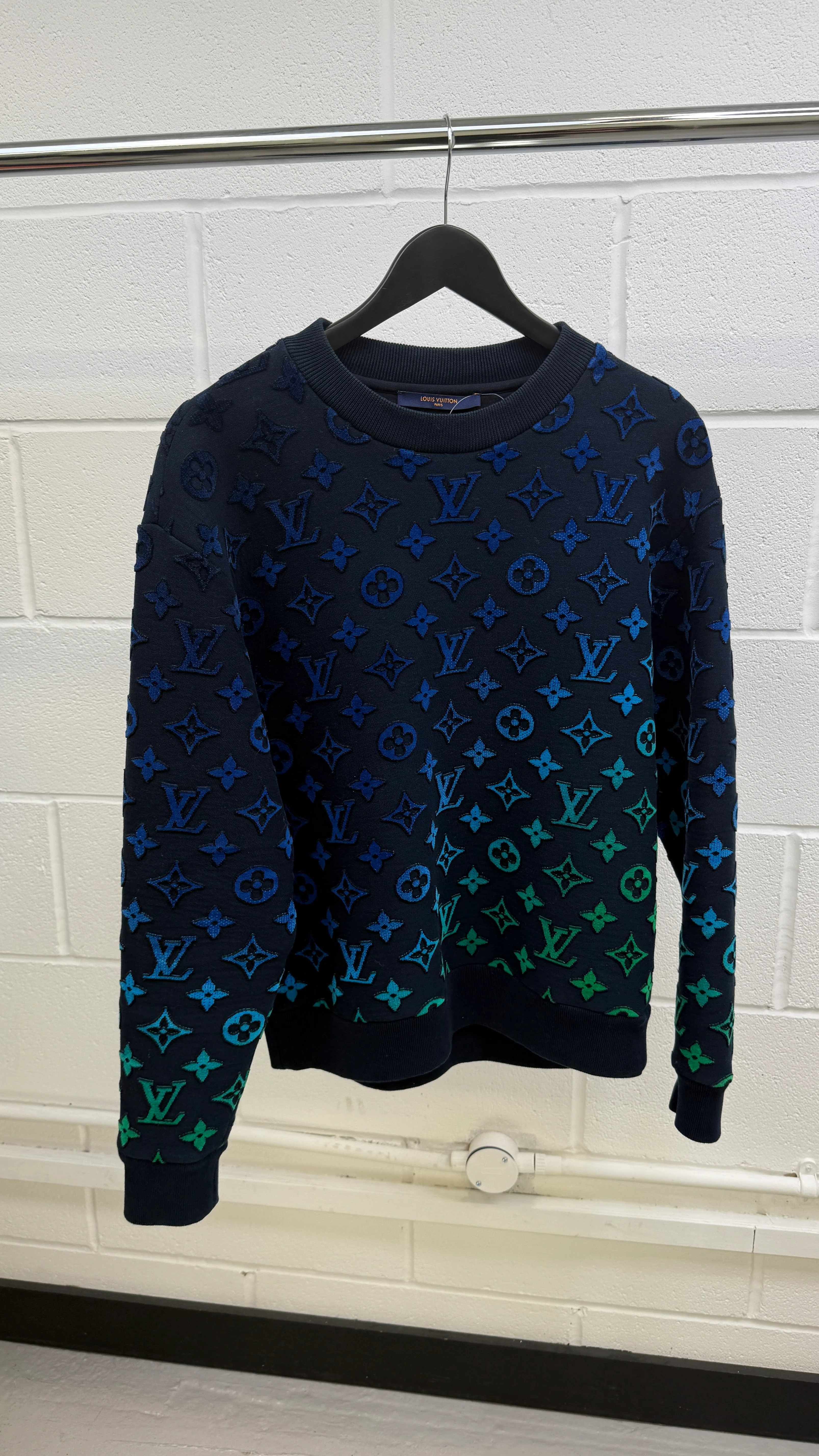 Men's Gradient Monogram Sweatshirt Black Size S - Image 8