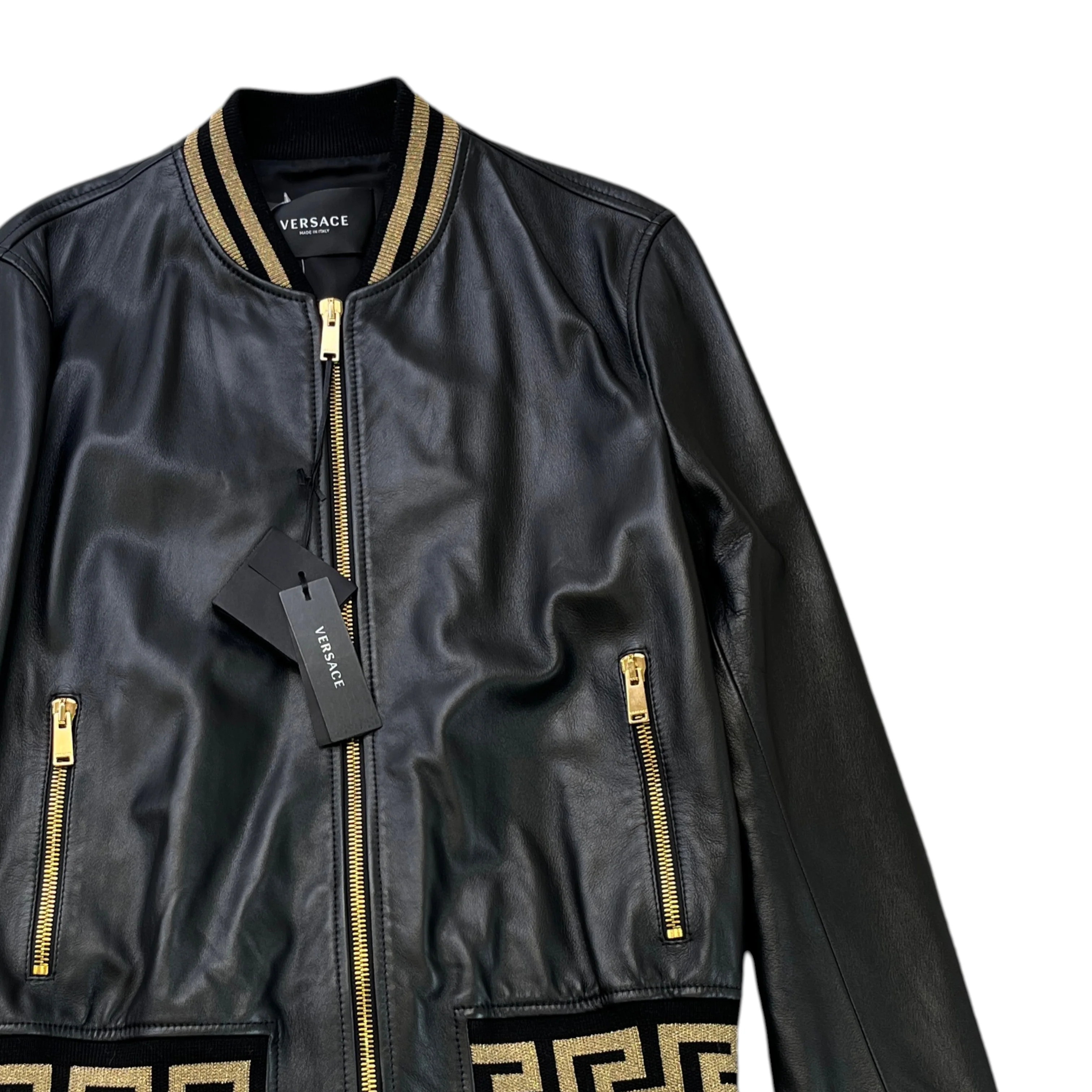 Men's Greca Nappa Bomber Jacket Black Size IT 50 / L - Image 3