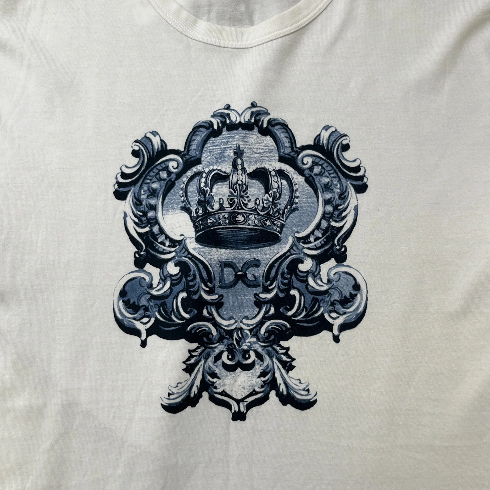Men's Heraldic Dg Print T-Shirt White Size XXXL - Image 5