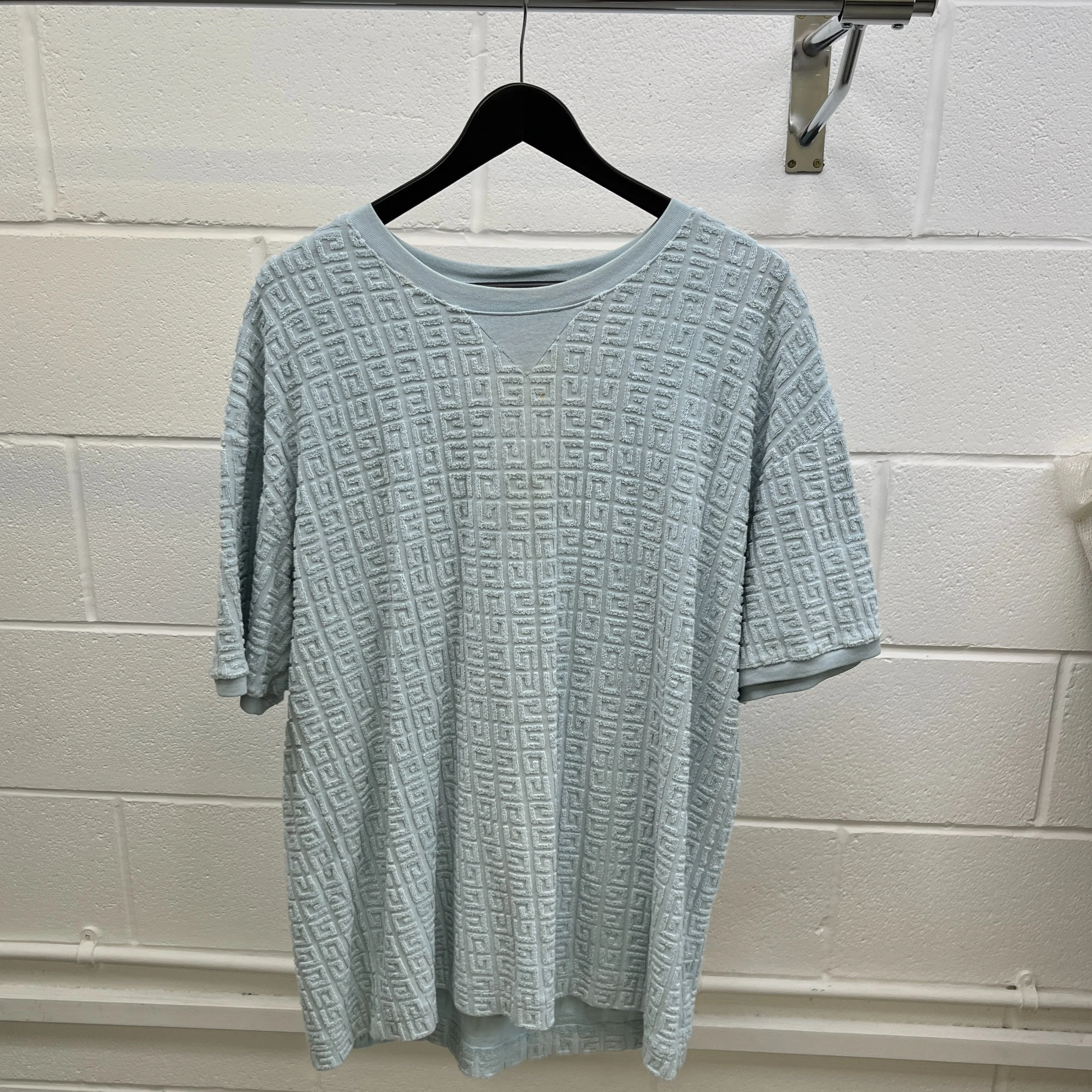 Men's Jacquard Towelling T-Shirt Blue Size L - Image 8