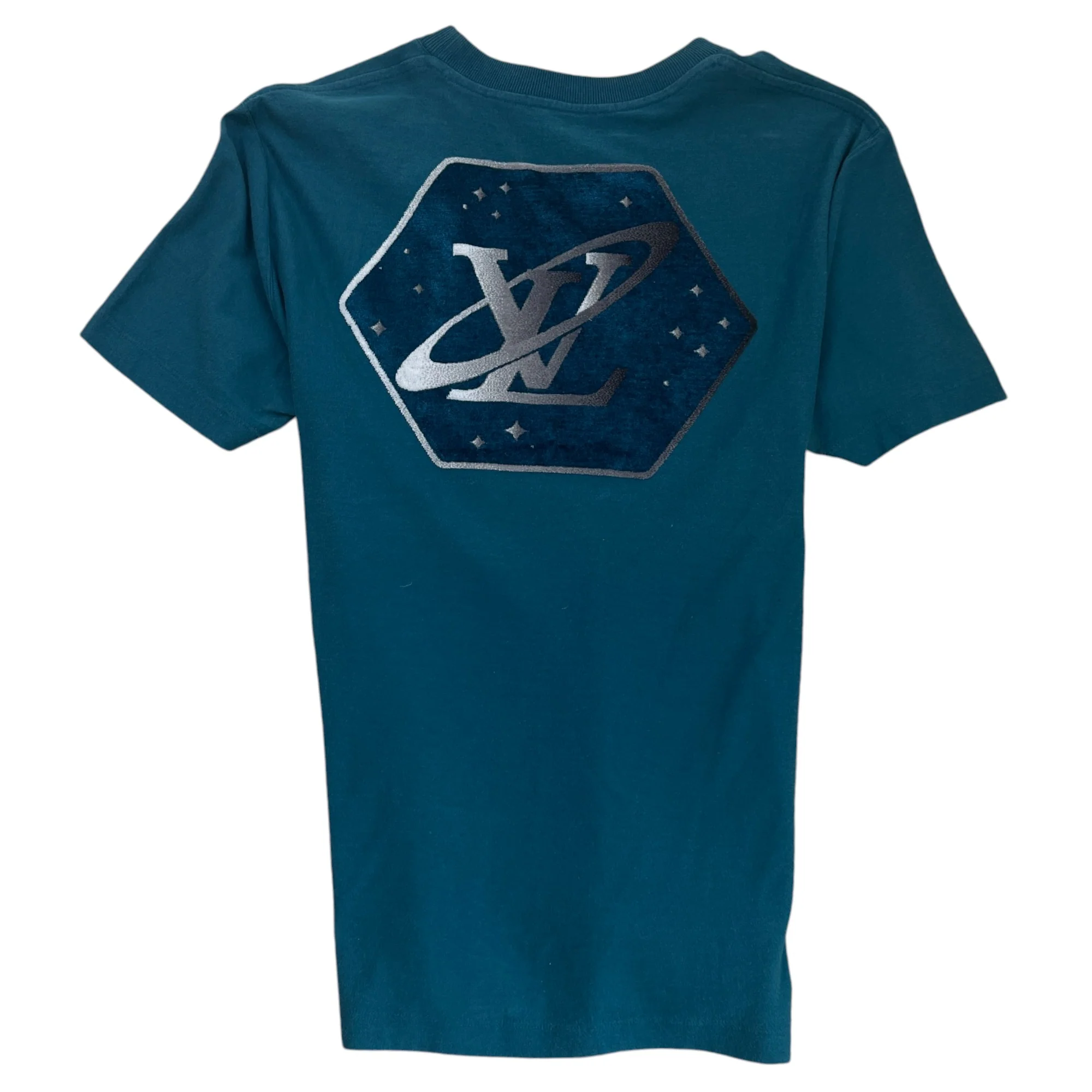 Men's Jacquard Velour T-Shirt Green Size S - Image 2