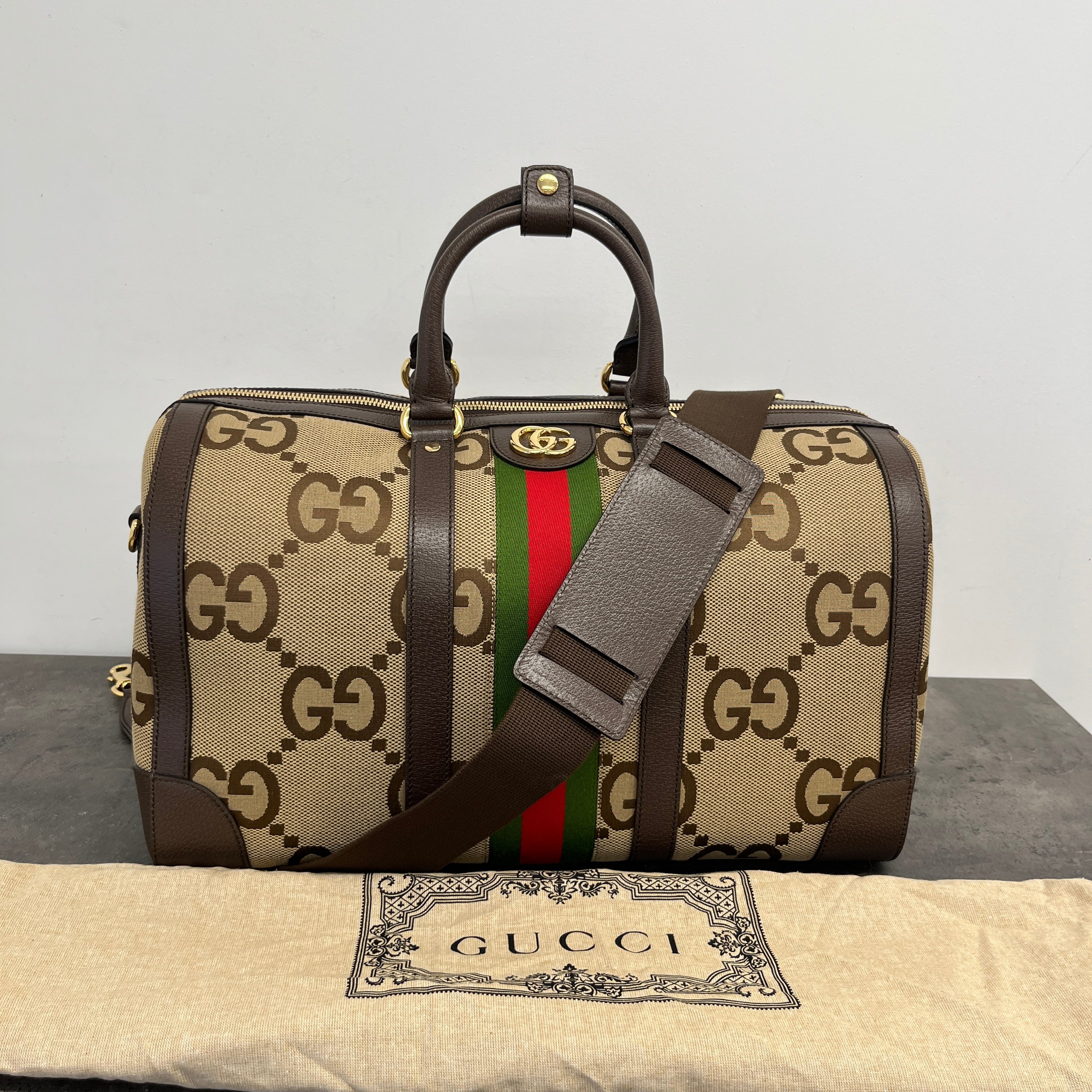 Men's Jumbo Gg Duffle Bag Brown - Image 15