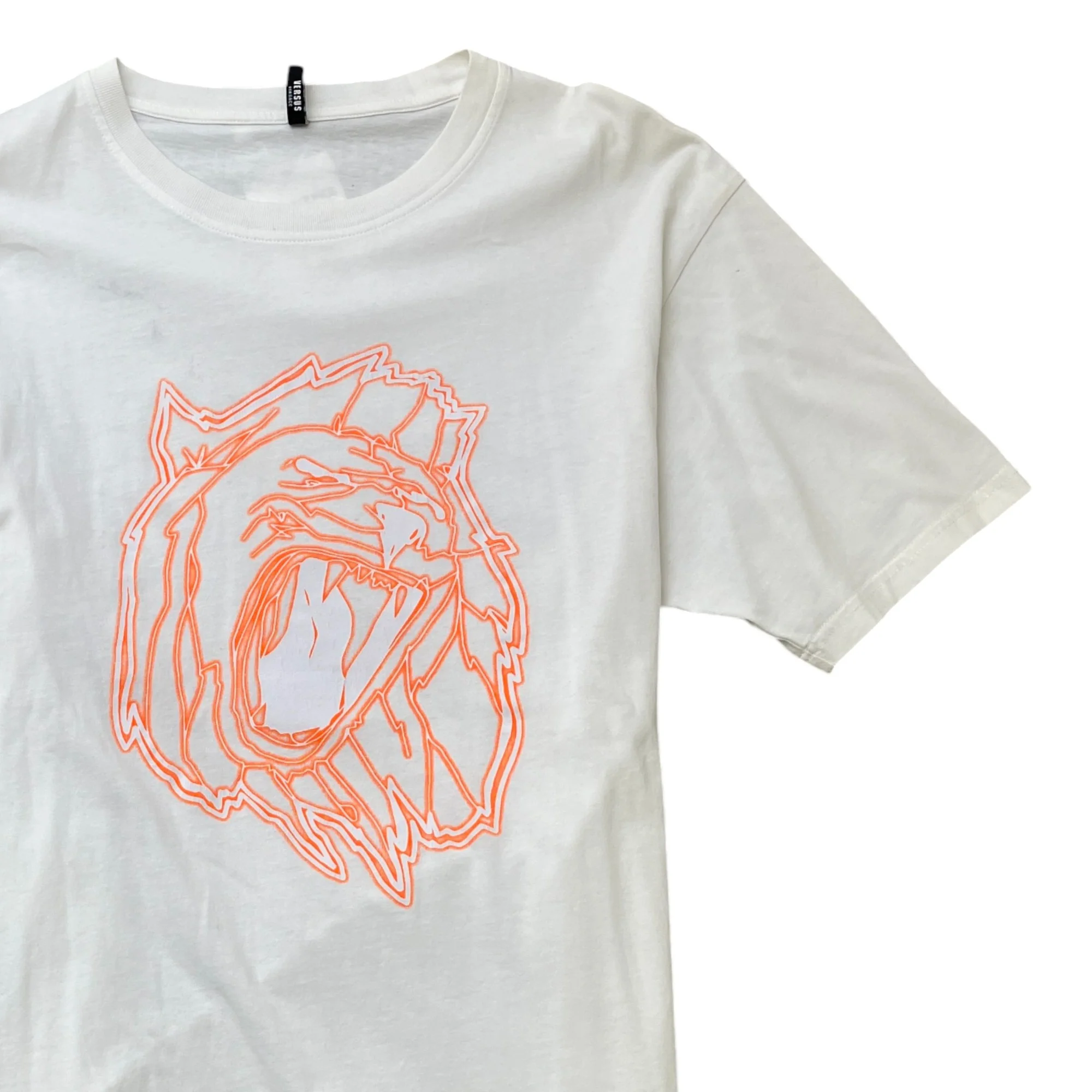 Men's Lions Head Logo Print T-Shirt White Size M - Image 3