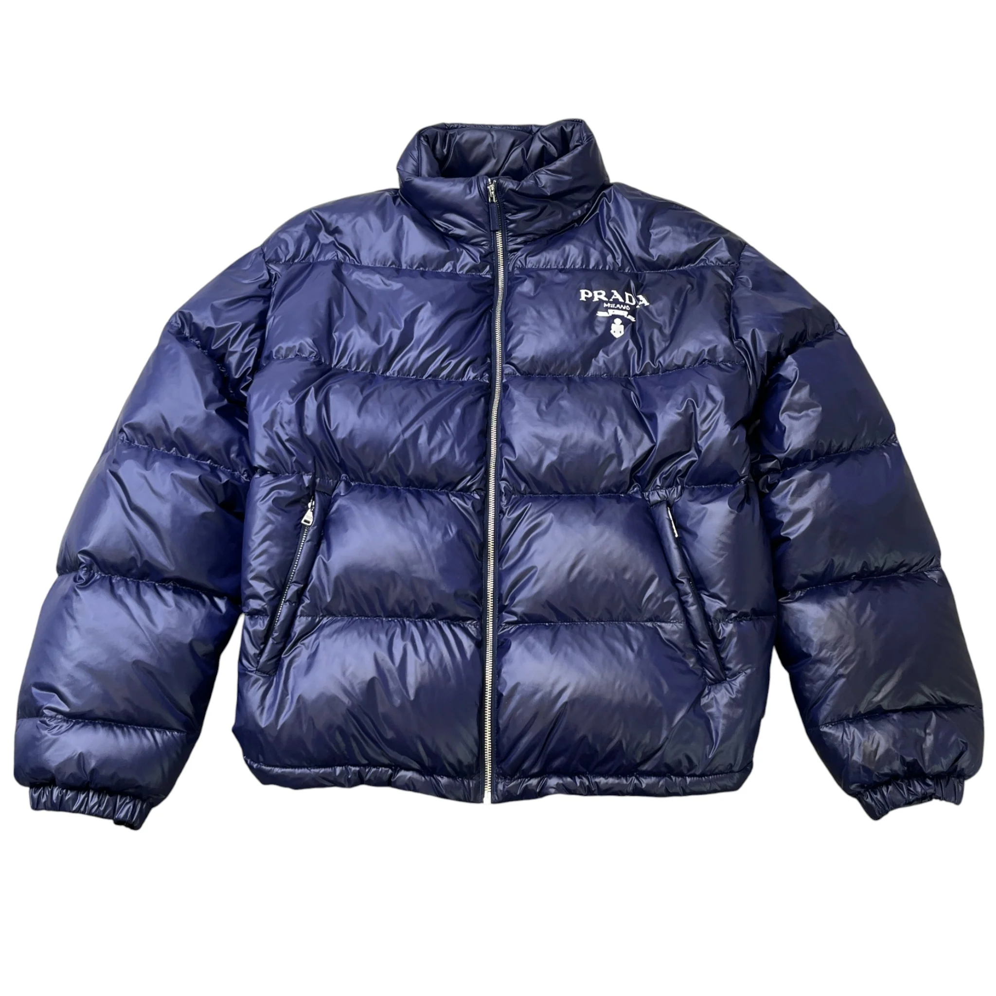 Men's Logo Print Down Jacket Navy Size XL