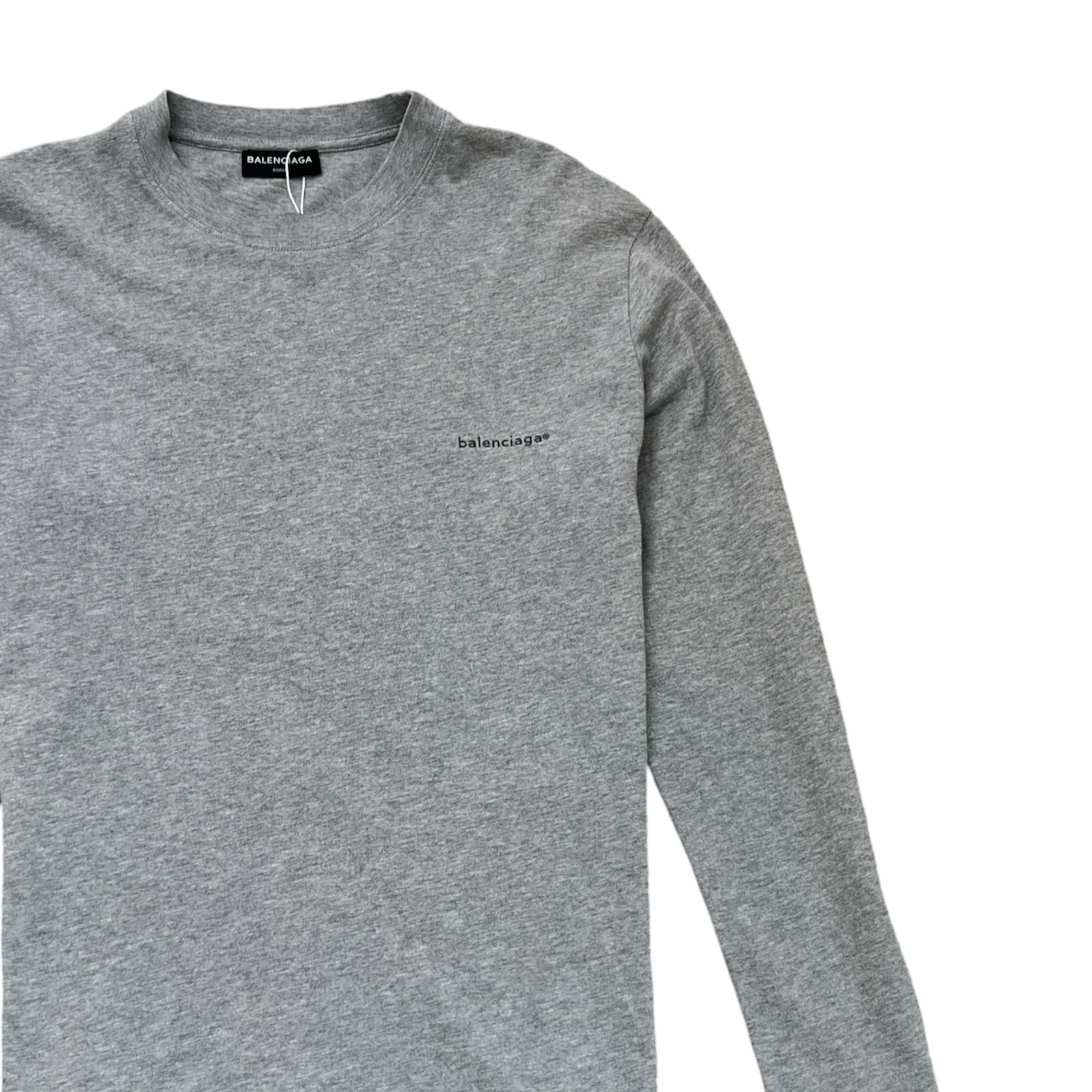 Men's Logo Print Long Sleeve T-Shirt Grey Size S - Image 3