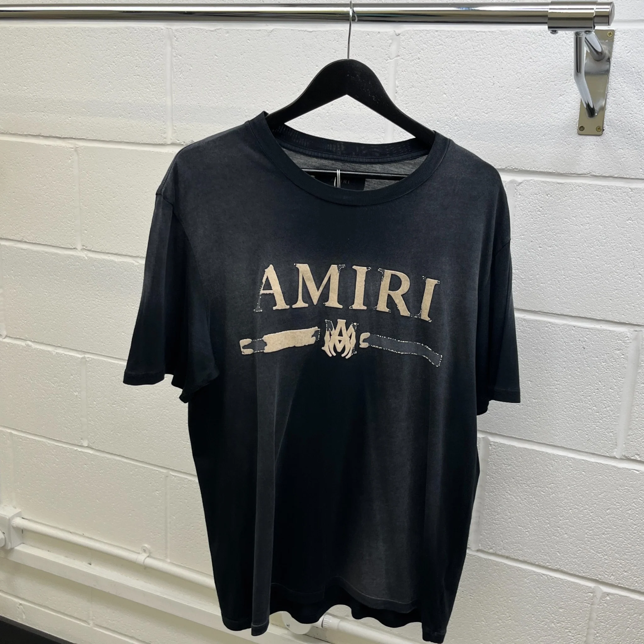 Men's Logo Print T-Shirt Black Size M - Image 8