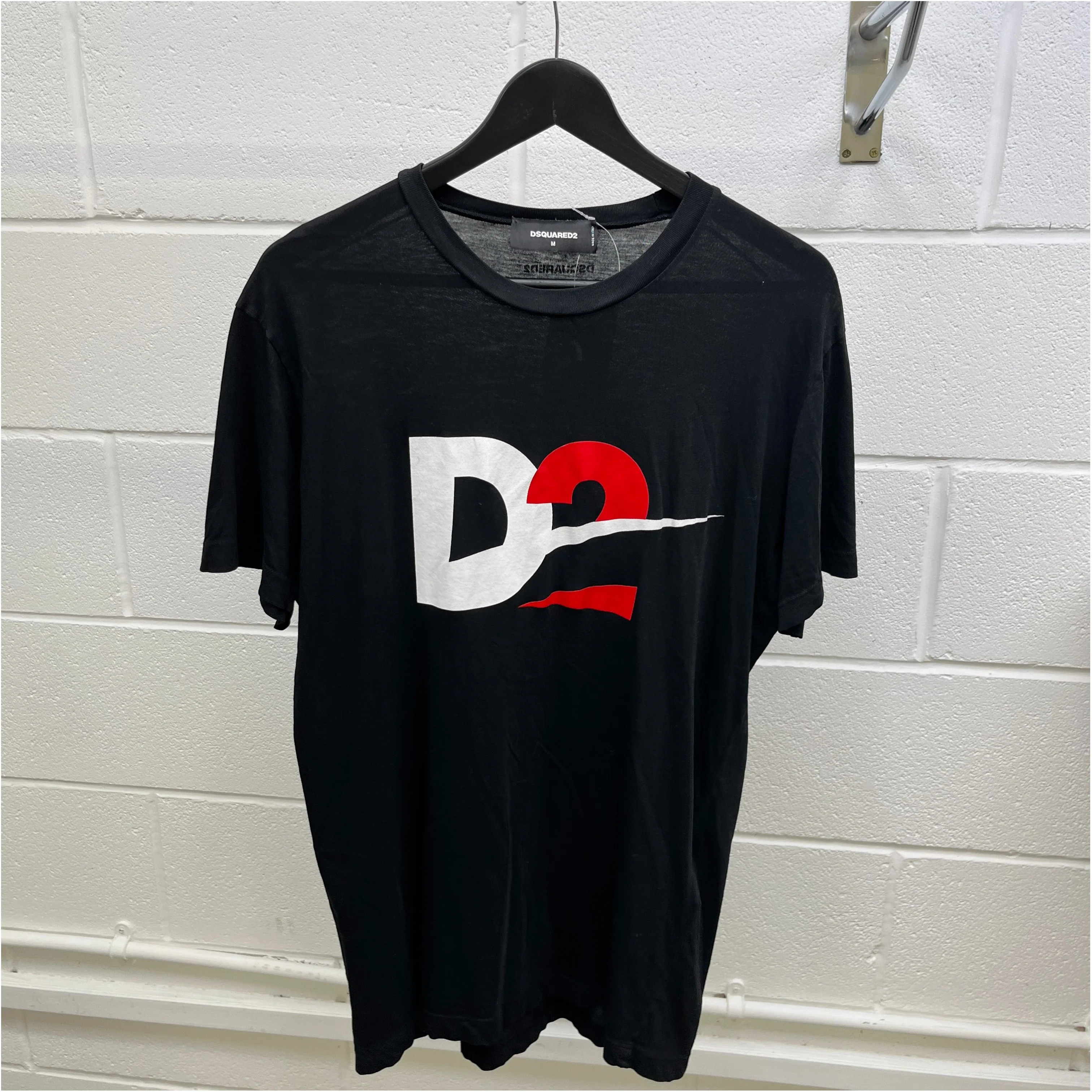 Men's Logo Print T-Shirt Black Size M - Image 8