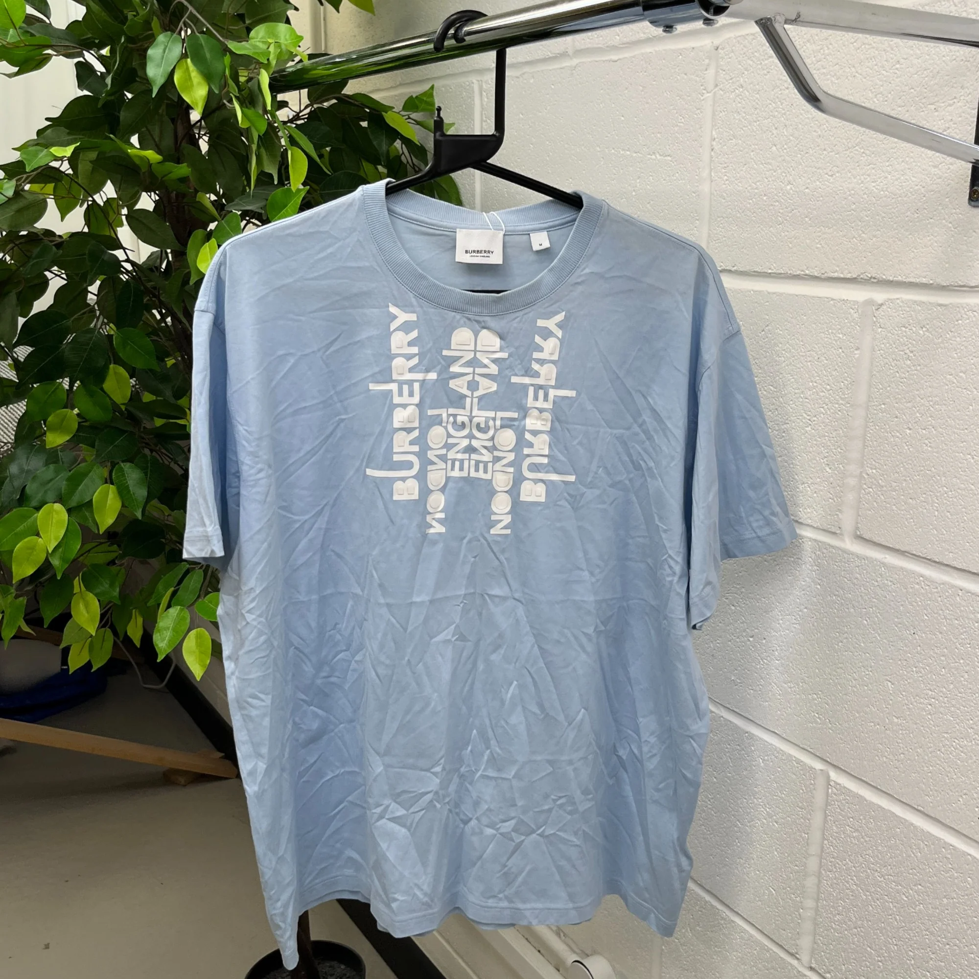 Men's Logo Print T-Shirt Blue Size M - Image 8