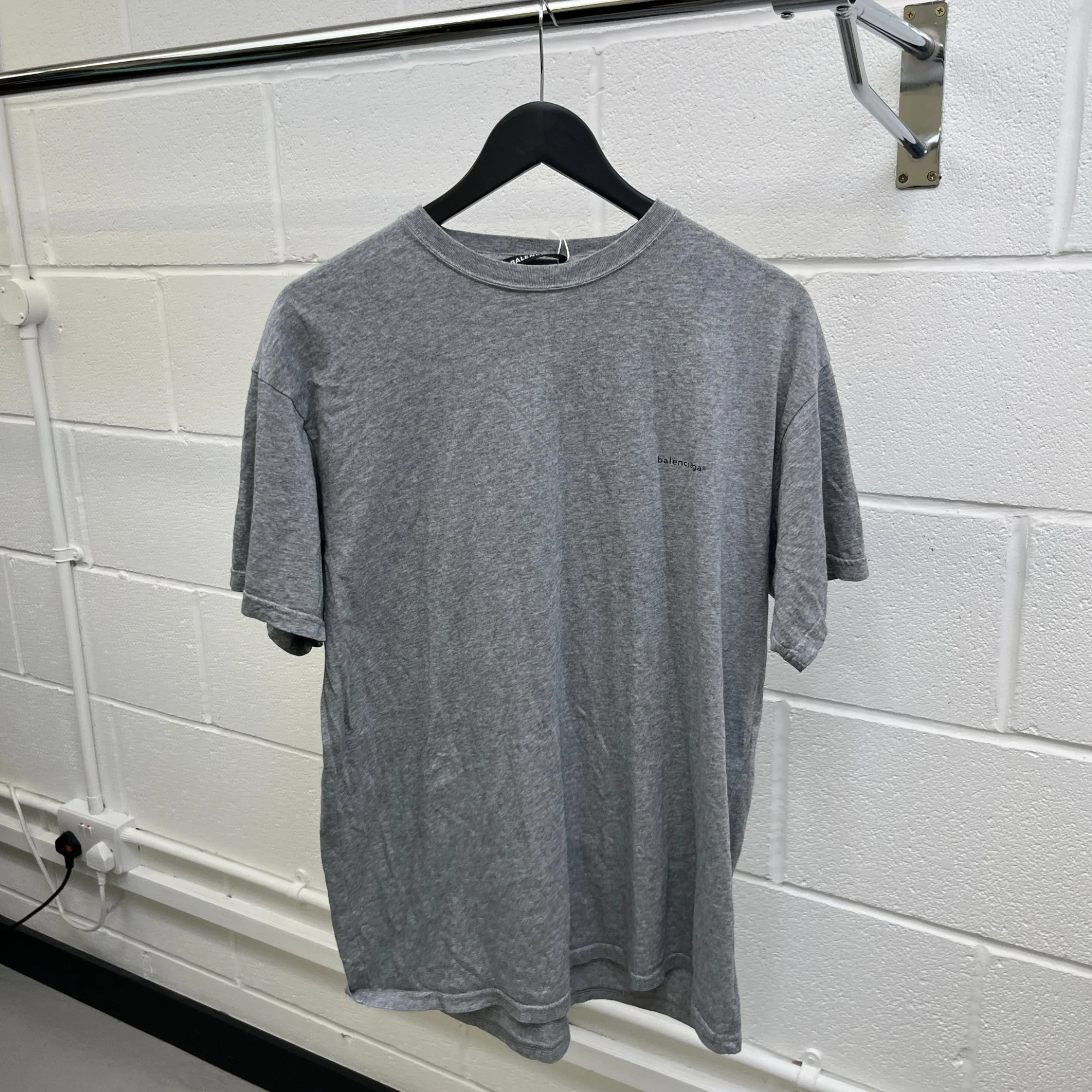 Men's Logo Print T-Shirt Grey Size S - Image 8