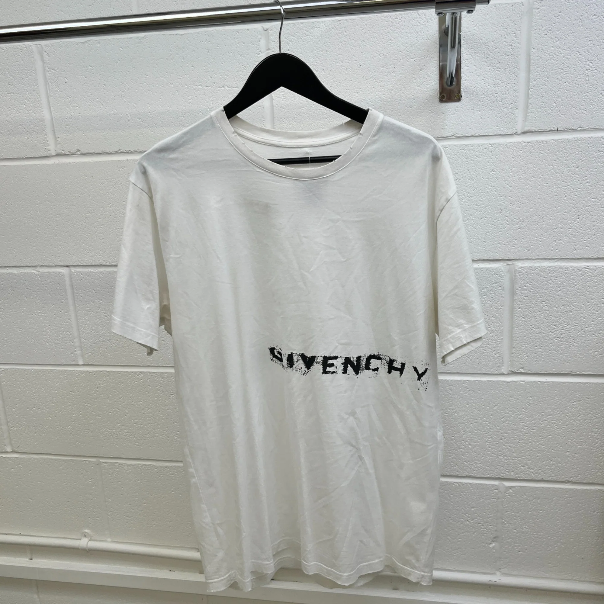Men's Logo Print T-Shirt White Size L - Image 7