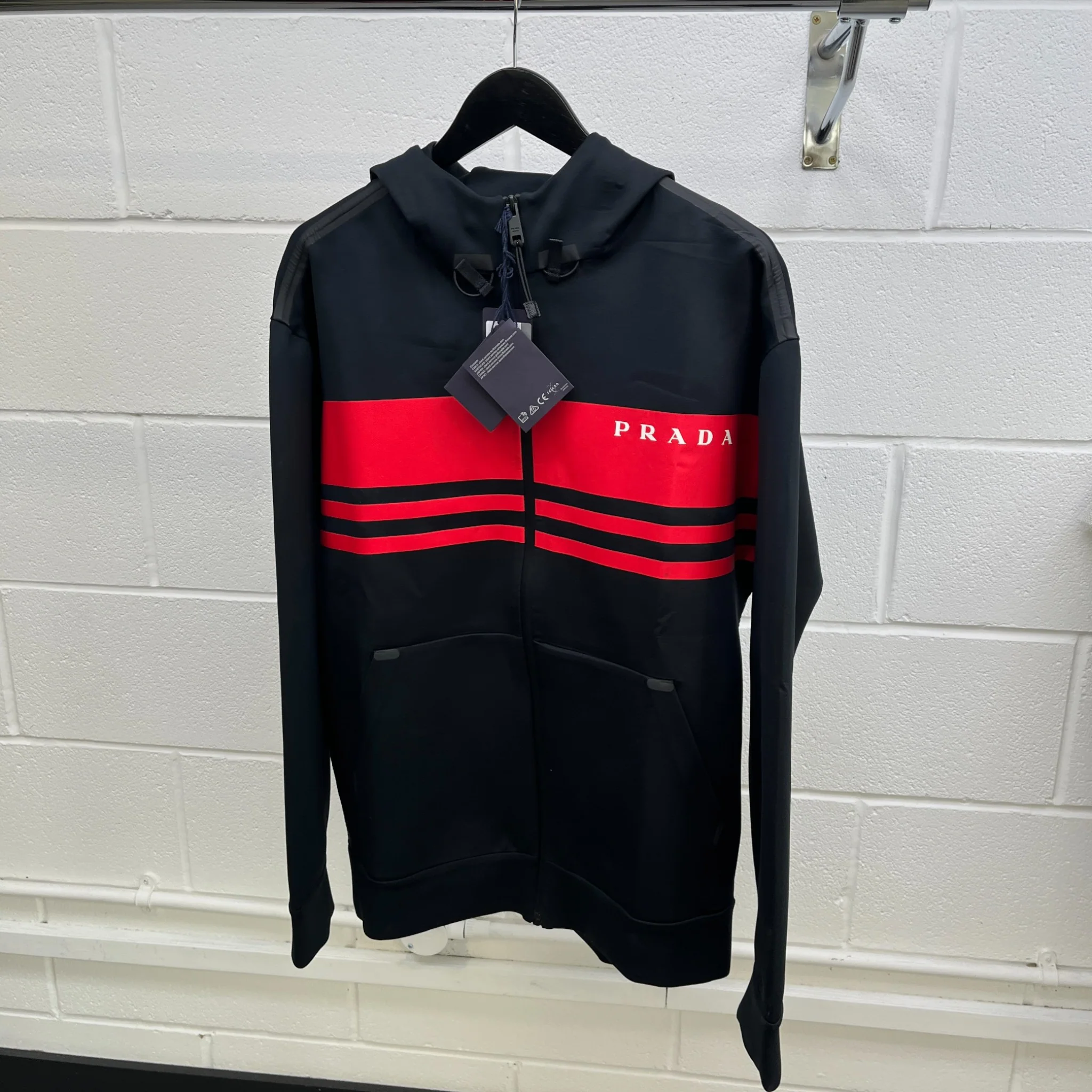 Men's Logo Print Track Jacket Black Size M - Image 10