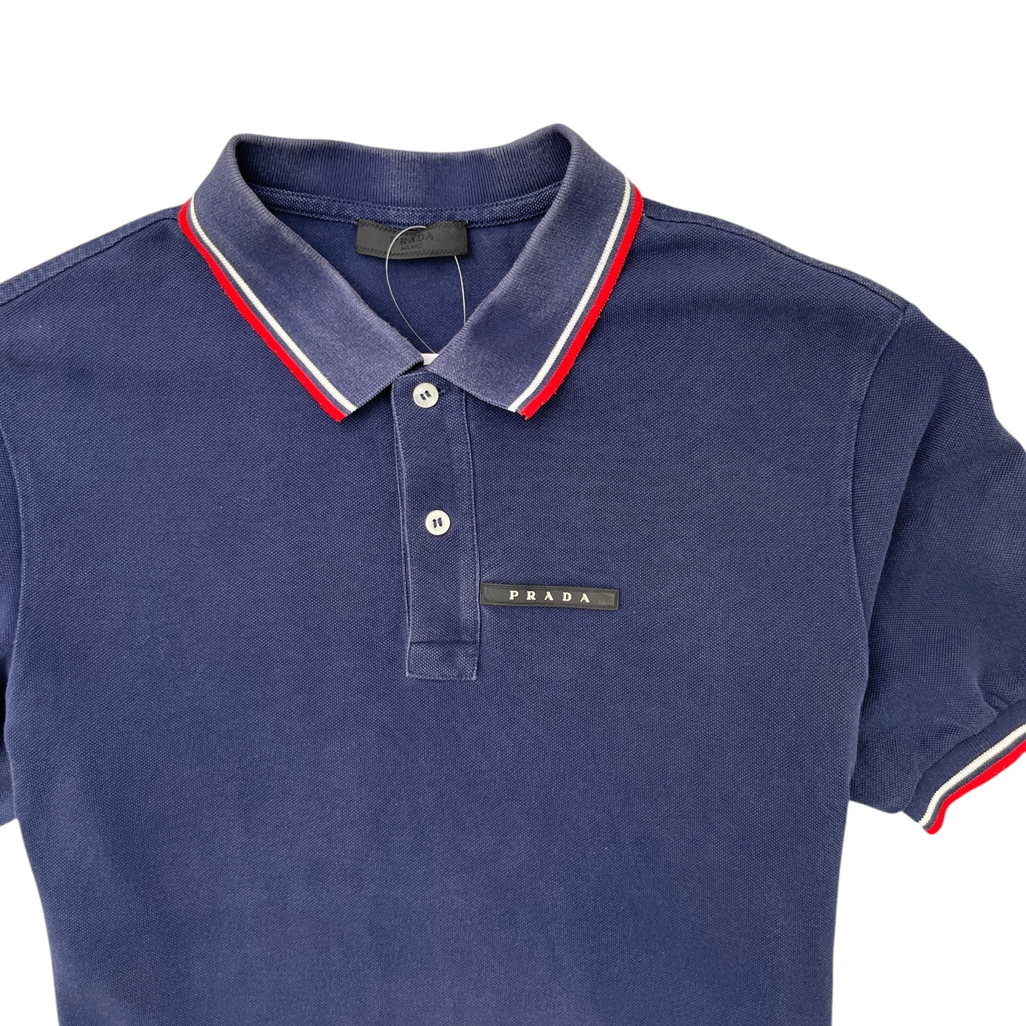 Men's Logo Tab Polo Shirt Navy Size L - Image 5