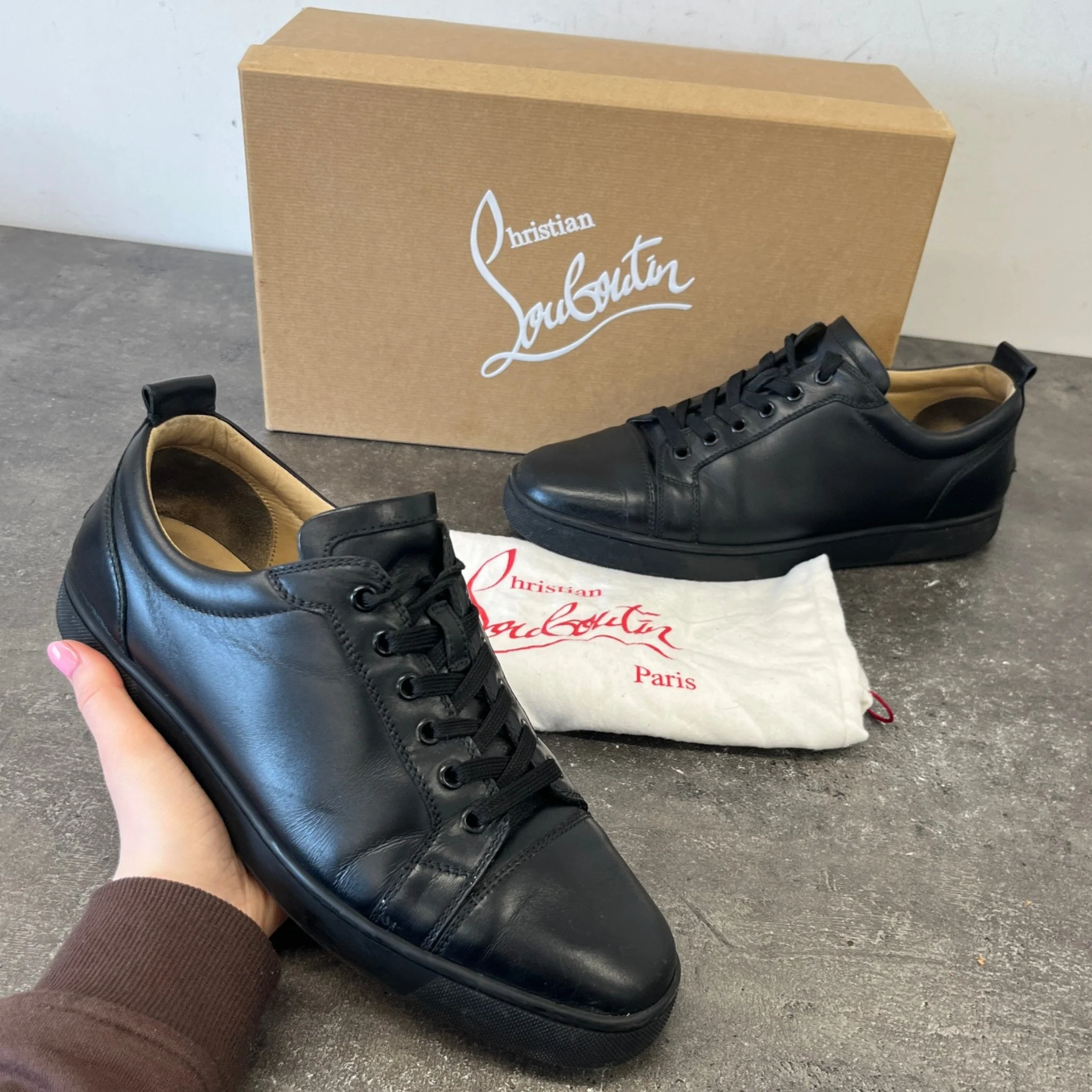 Men's Louis Junior Flat Low Trainers Black Size EU 43 / UK 9 - Image 12