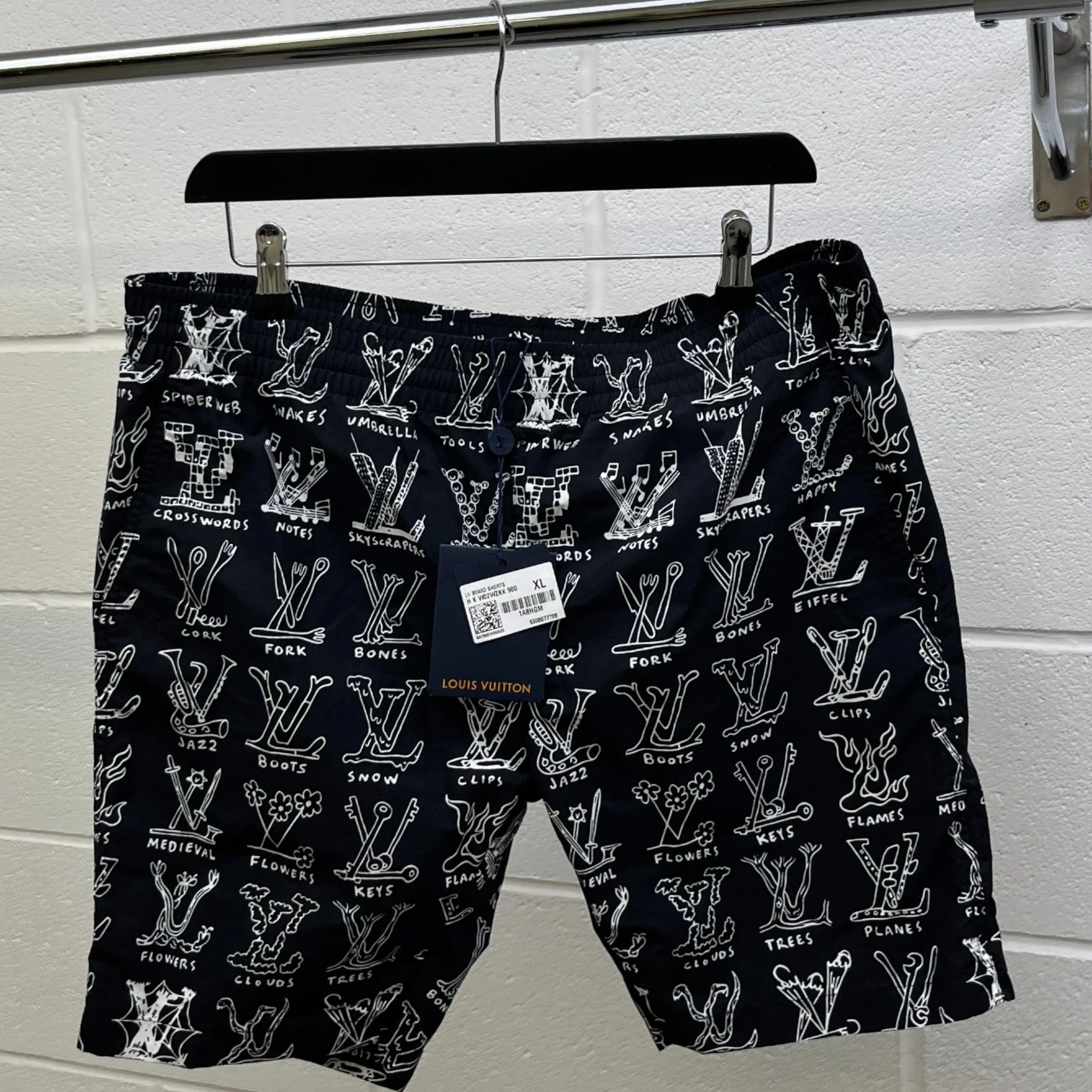 Men's Lv Cartoon Swim Shorts Black Size XL - Image 9