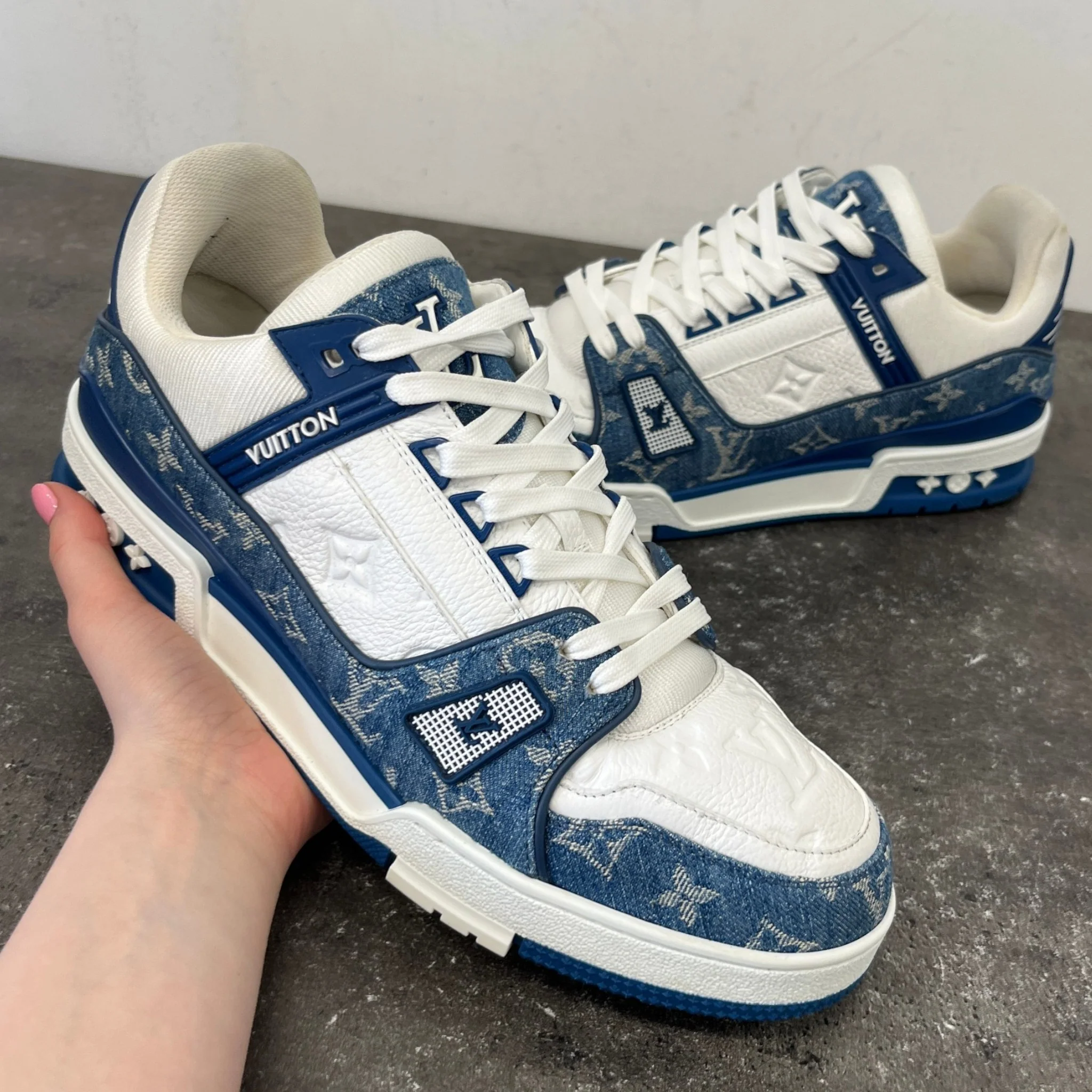 Men's Lv Denim Low Trainers Blue Size EU 43 / UK 9 - Image 13