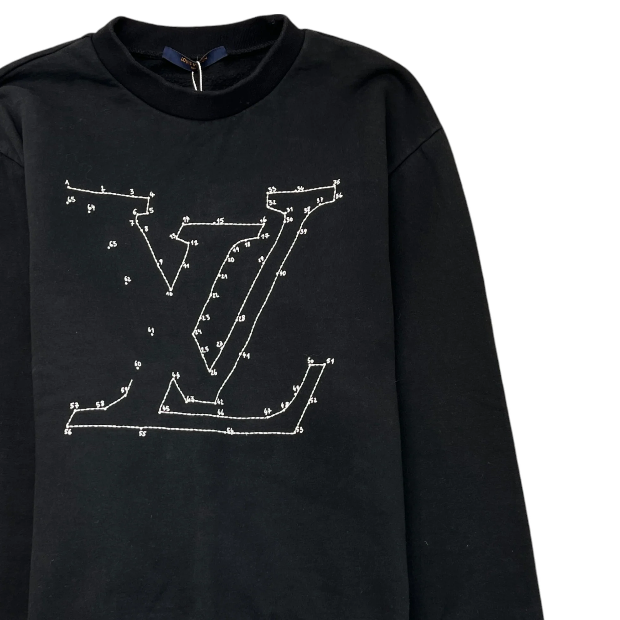 Men's Lv Stitch Logo Jumper Black Size S - Image 3