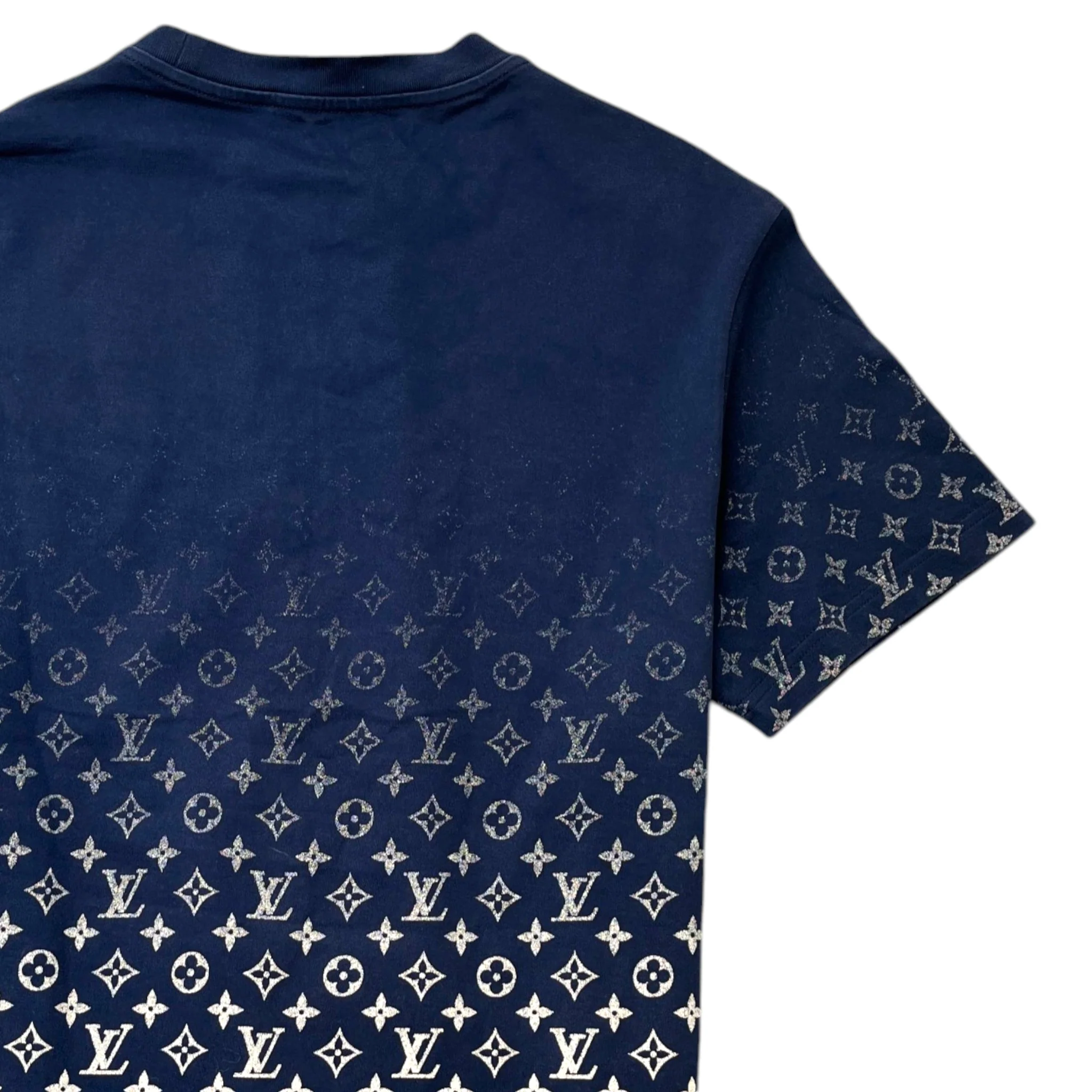 Men's Lvse Monogram Gradient T-Shirt Navy Size L - Image 4