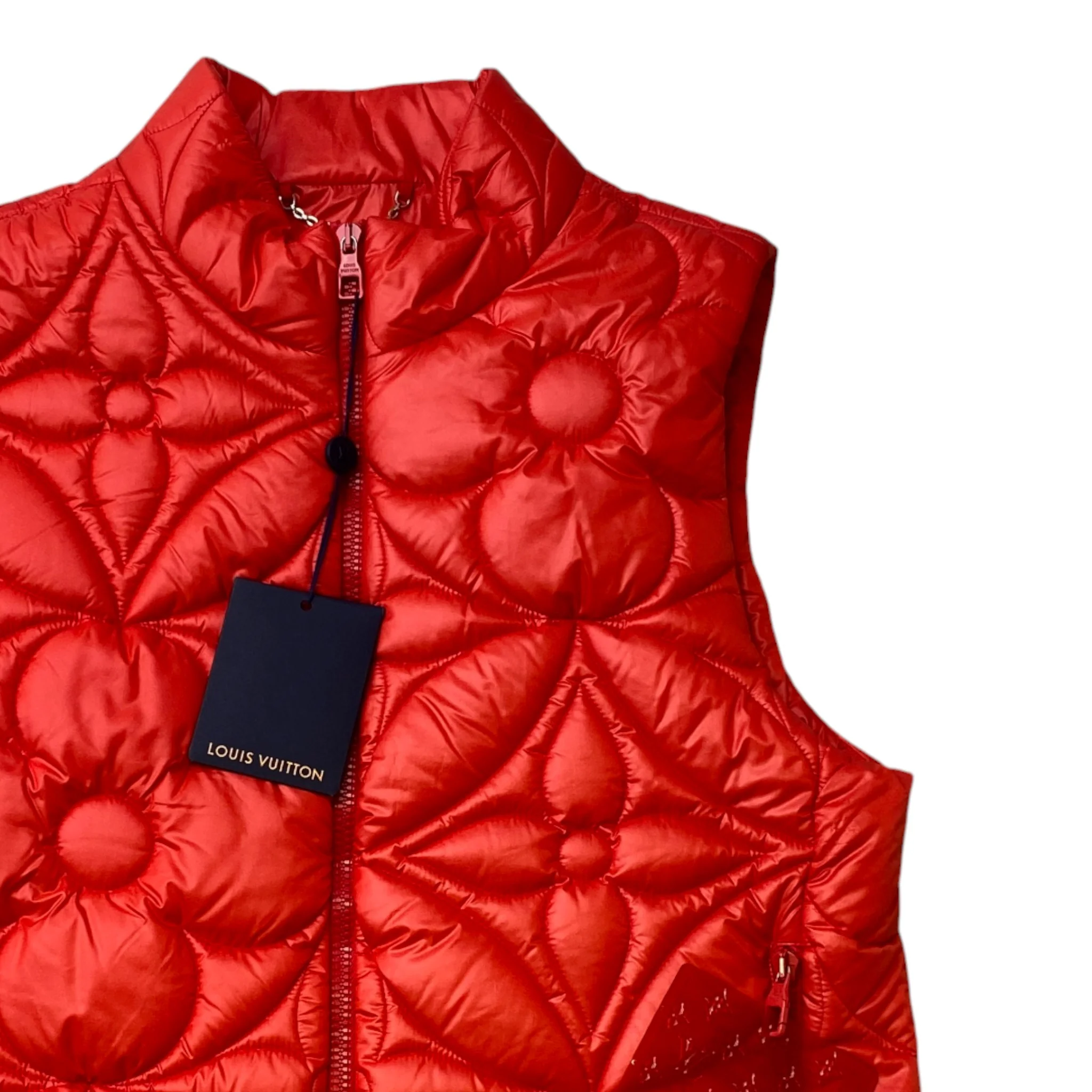 Men's Lvse Padded Monogram Flower Gilet Red Size IT 44 / XS - Image 3