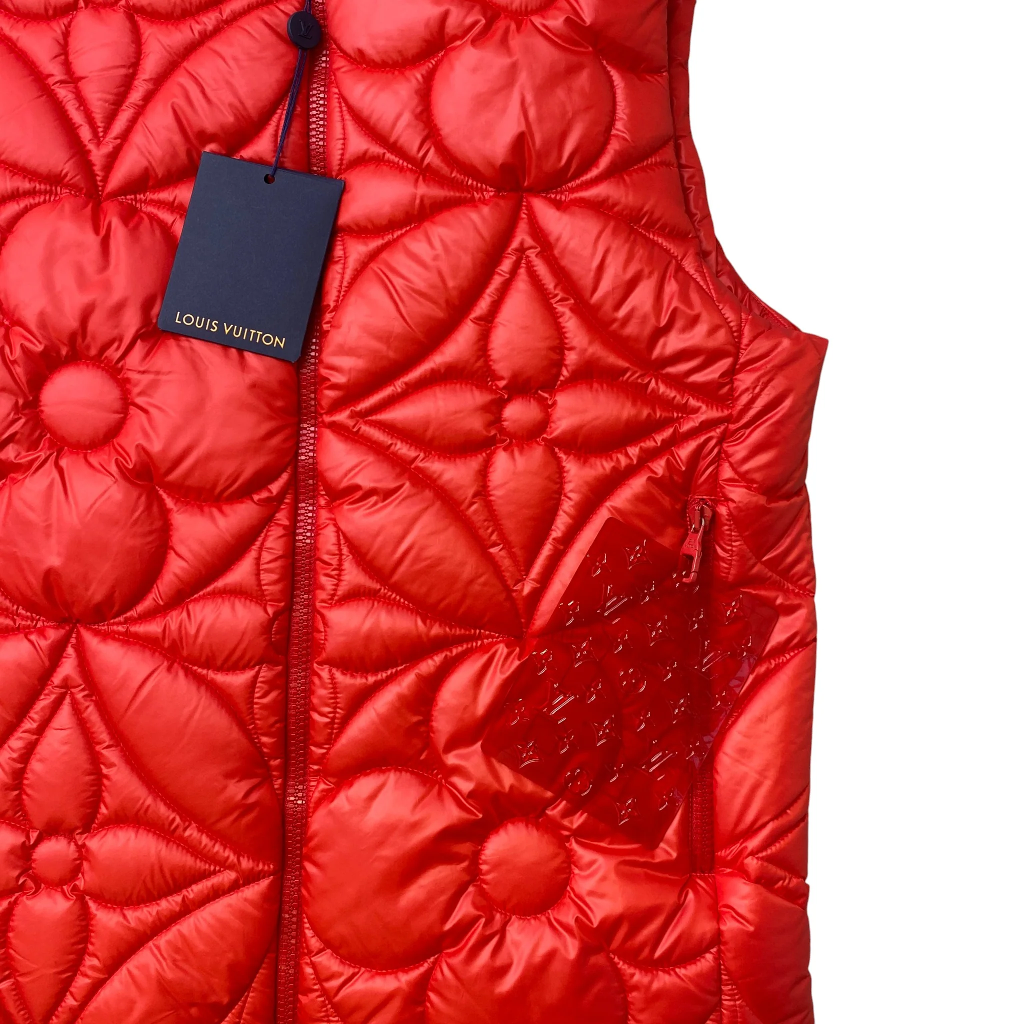 Men's Lvse Padded Monogram Flower Gilet Red Size IT 44 / XS - Image 5