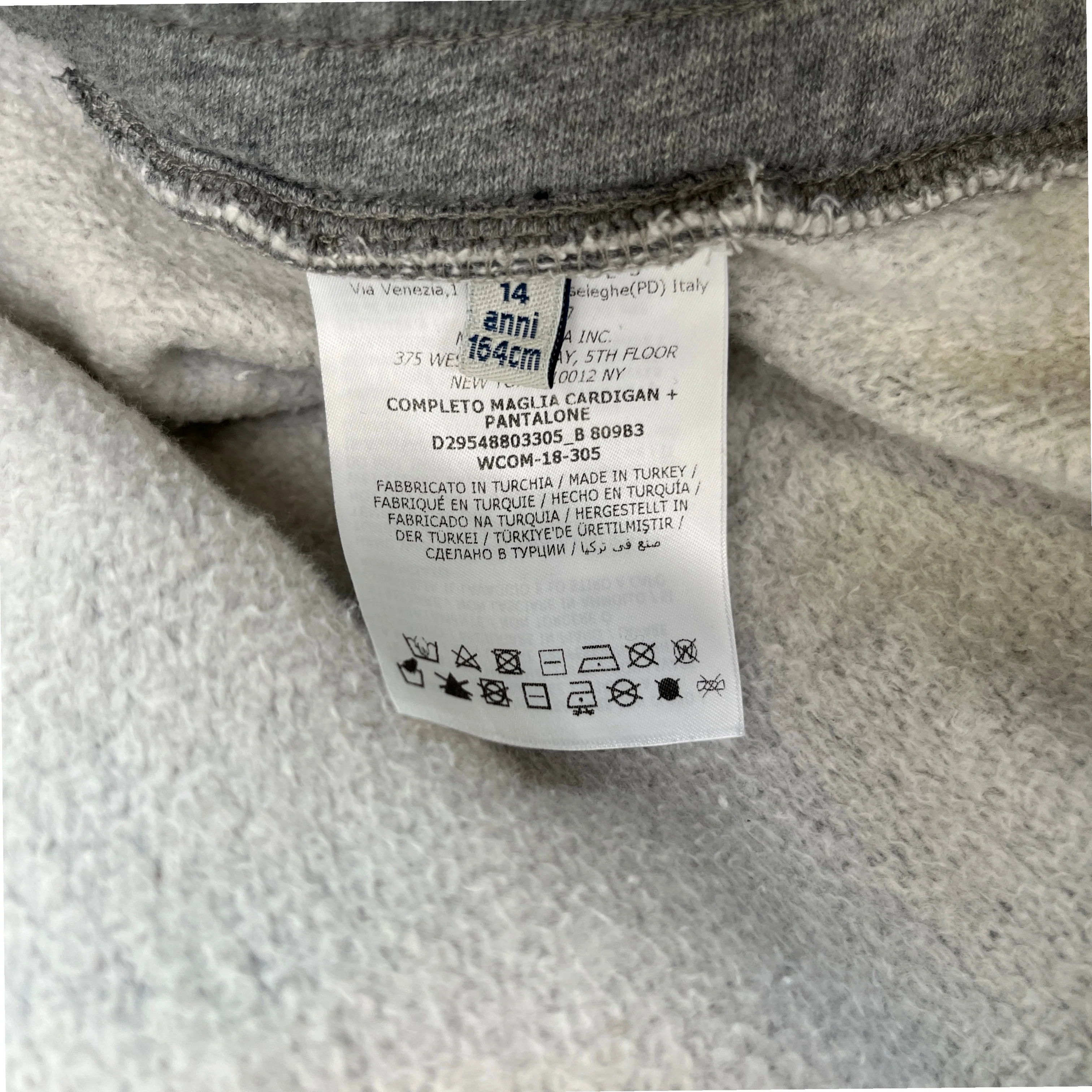 Men's Maglia Age 14 Full Tracksuit Grey Size XXS - Image 15