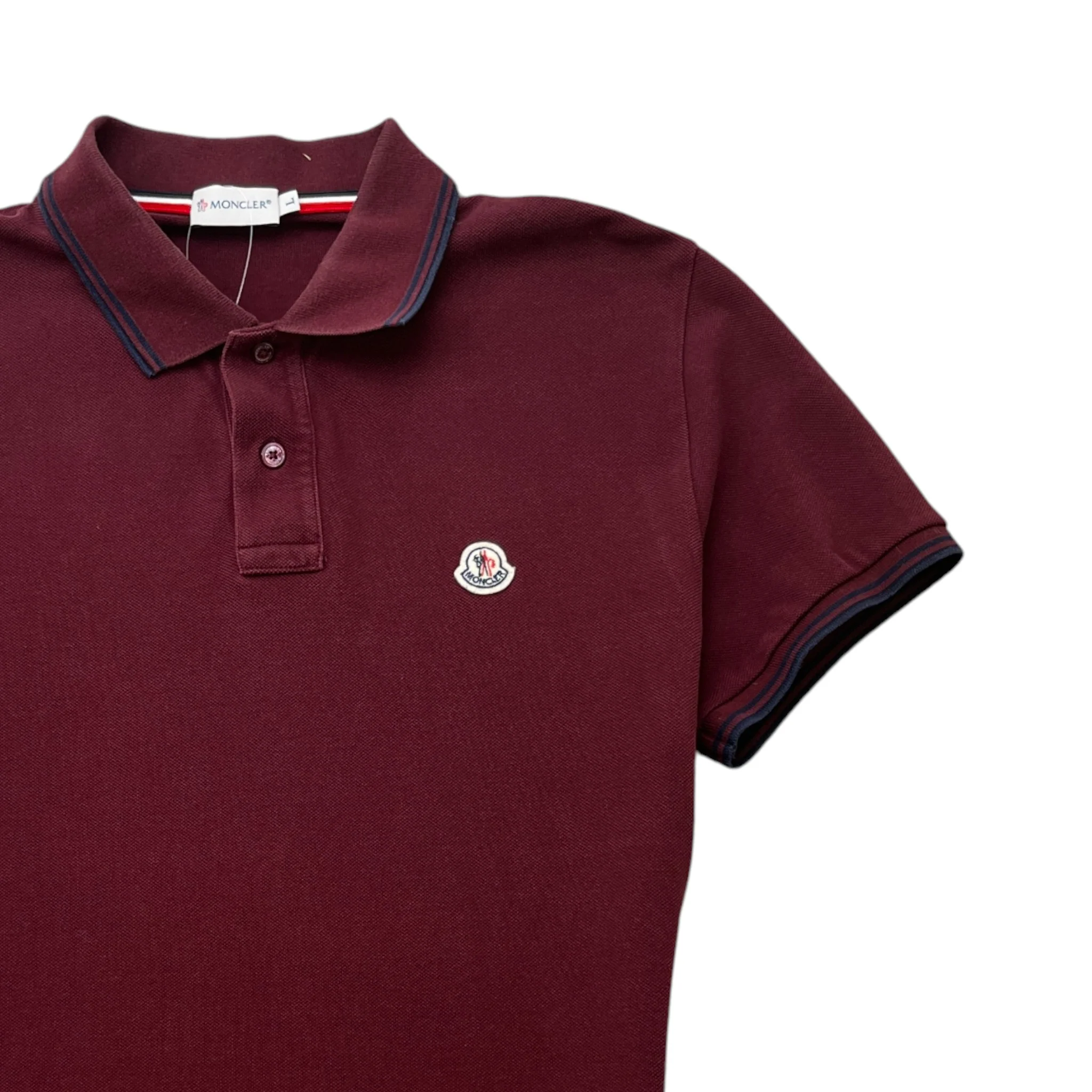 Men's Maglia Manica Corta Polo Shirt Burgundy Size L - Image 3