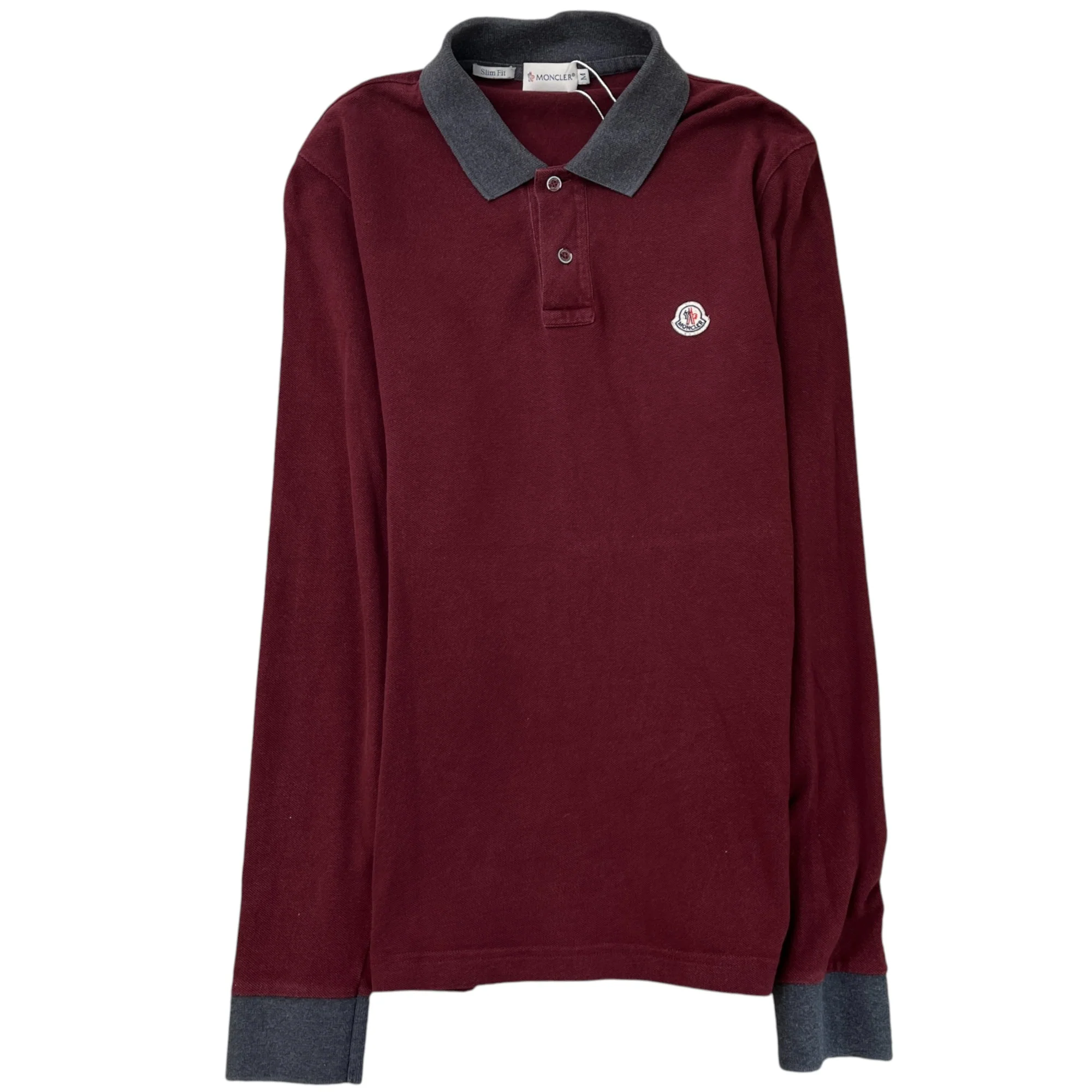 Men's Maglia Manica Lunga Polo Shirt Burgundy Size M