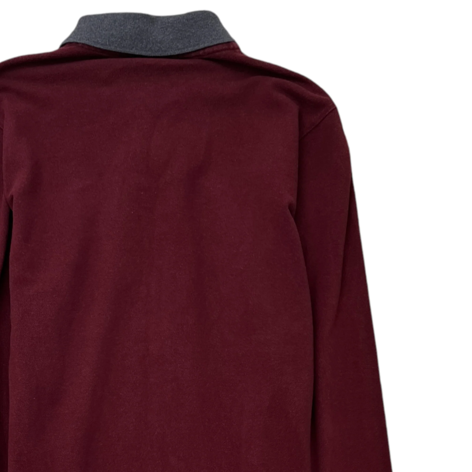Men's Maglia Manica Lunga Polo Shirt Burgundy Size M - Image 4