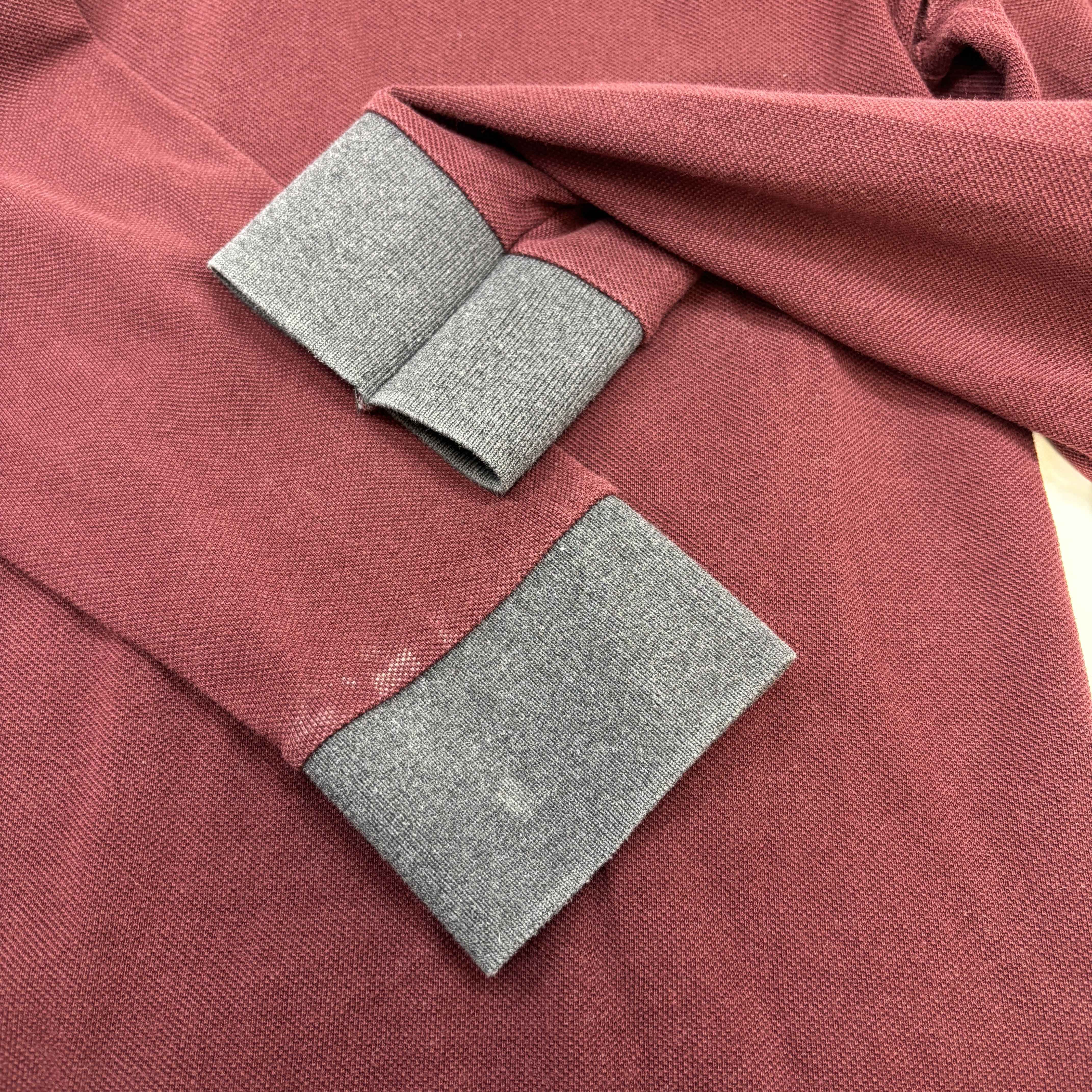 Men's Maglia Manica Lunga Polo Shirt Burgundy Size M - Image 9