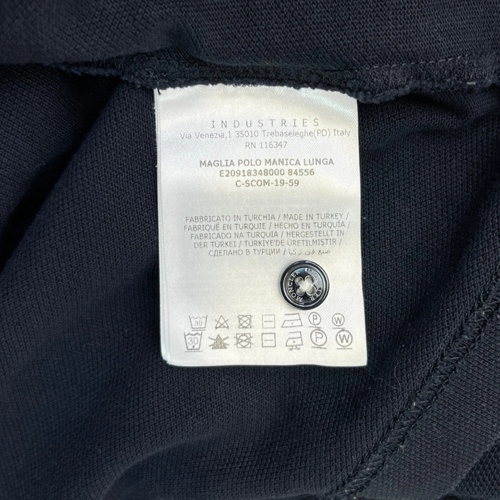 Men's Maglia Polo Manica Lunga Polo Shirt Navy Size S - Image 8