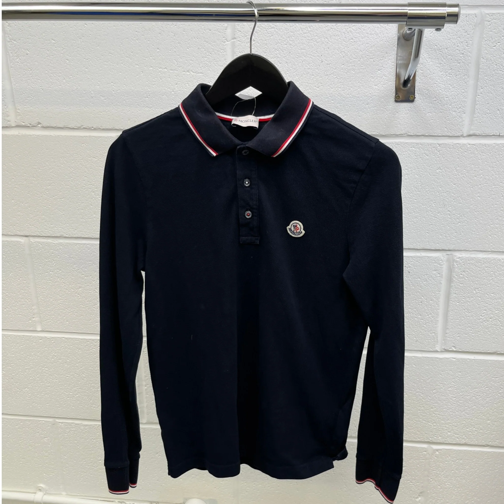 Men's Maglia Polo Manica Lunga Polo Shirt Navy Size S - Image 9