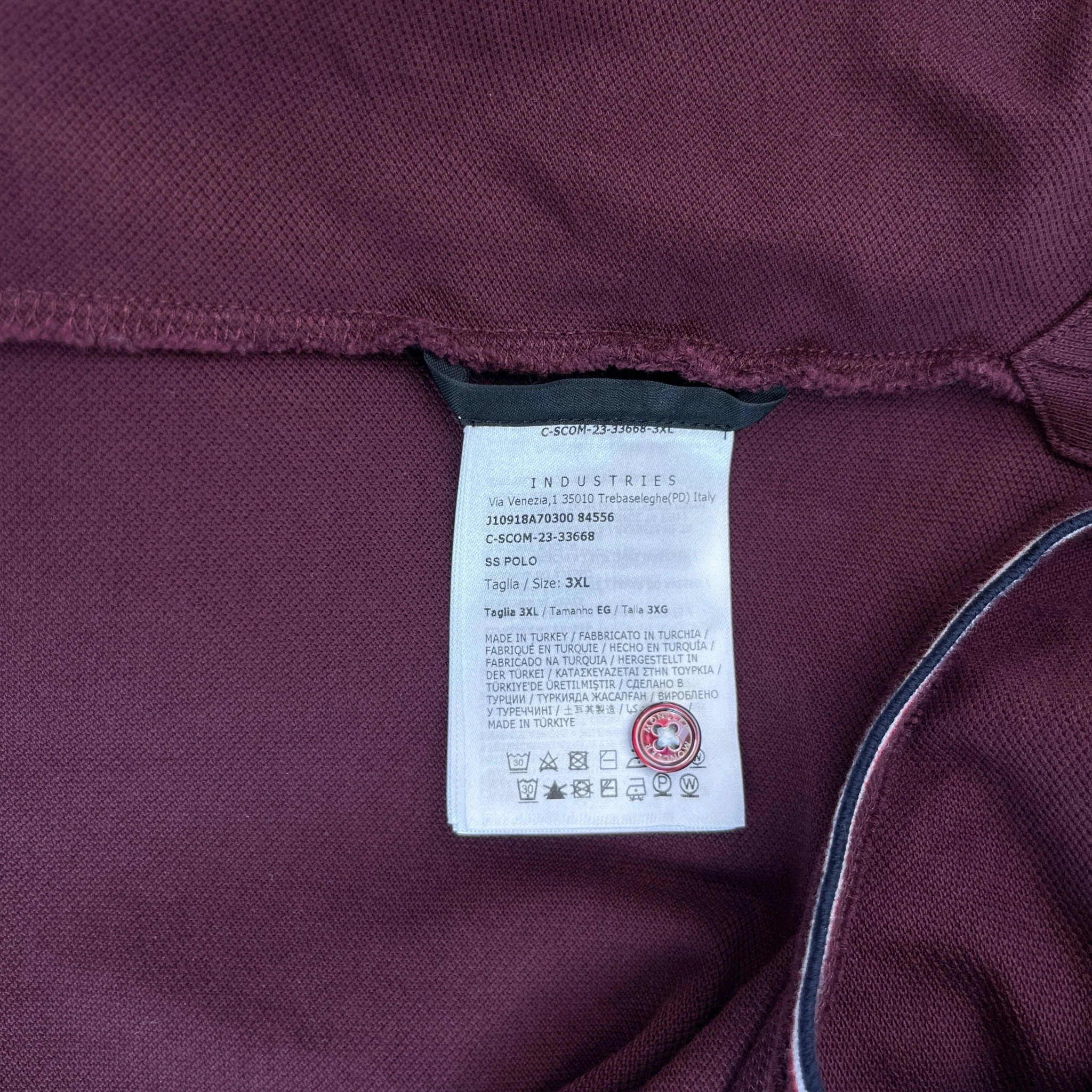 Men's Maglia Polo Shirt Burgundy Size XXXL - Image 8