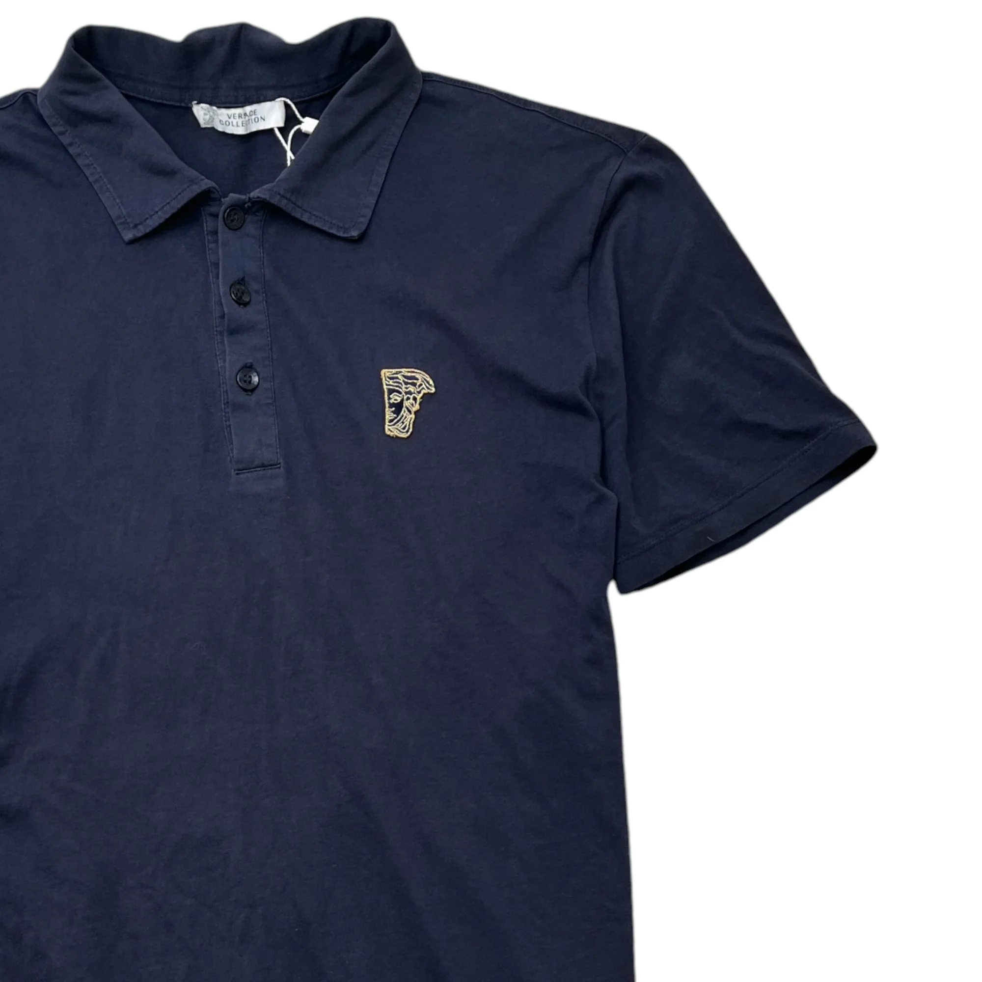 Men's Medusa Logo Polo Shirt Navy Size S - Image 3