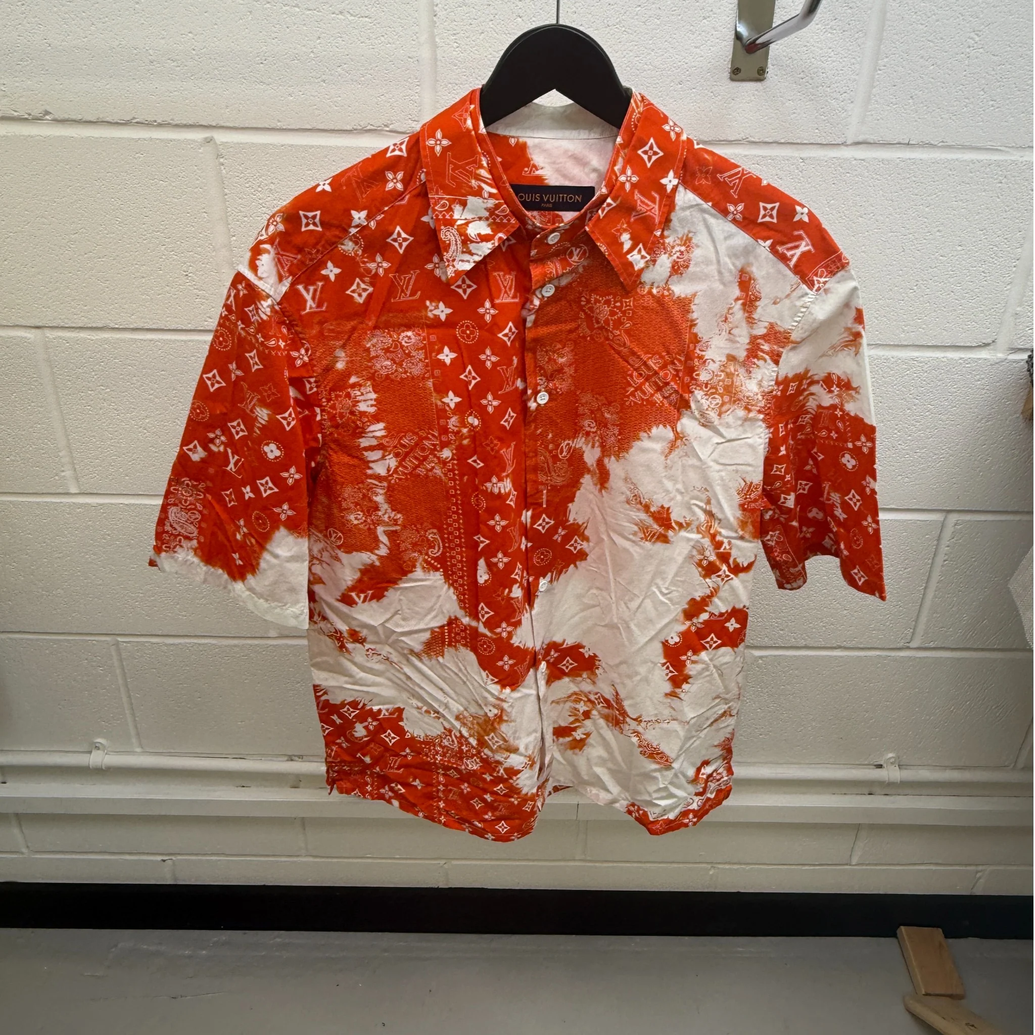 Men's Monogram Bandana Print Short Sleeve Shirt Red Size L - Image 8