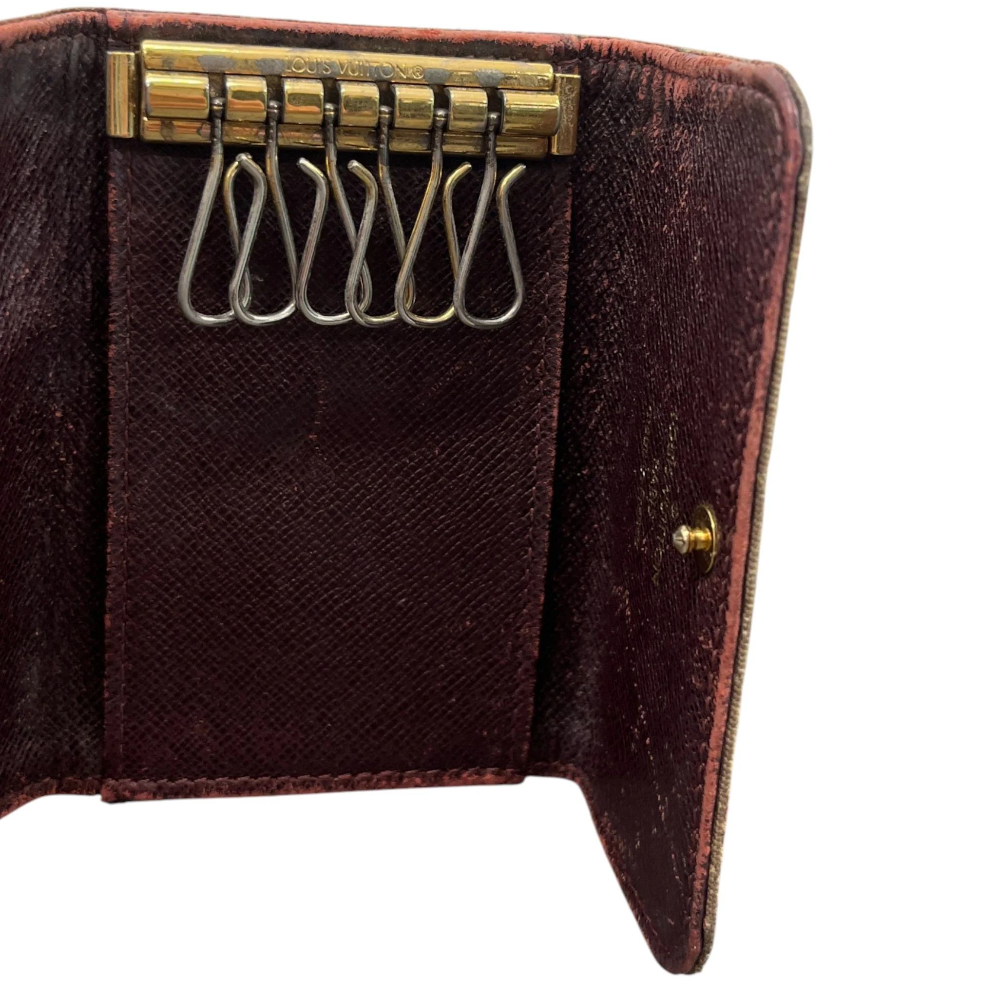 Men's Monogram Key Case Card Holder Beige - Image 10