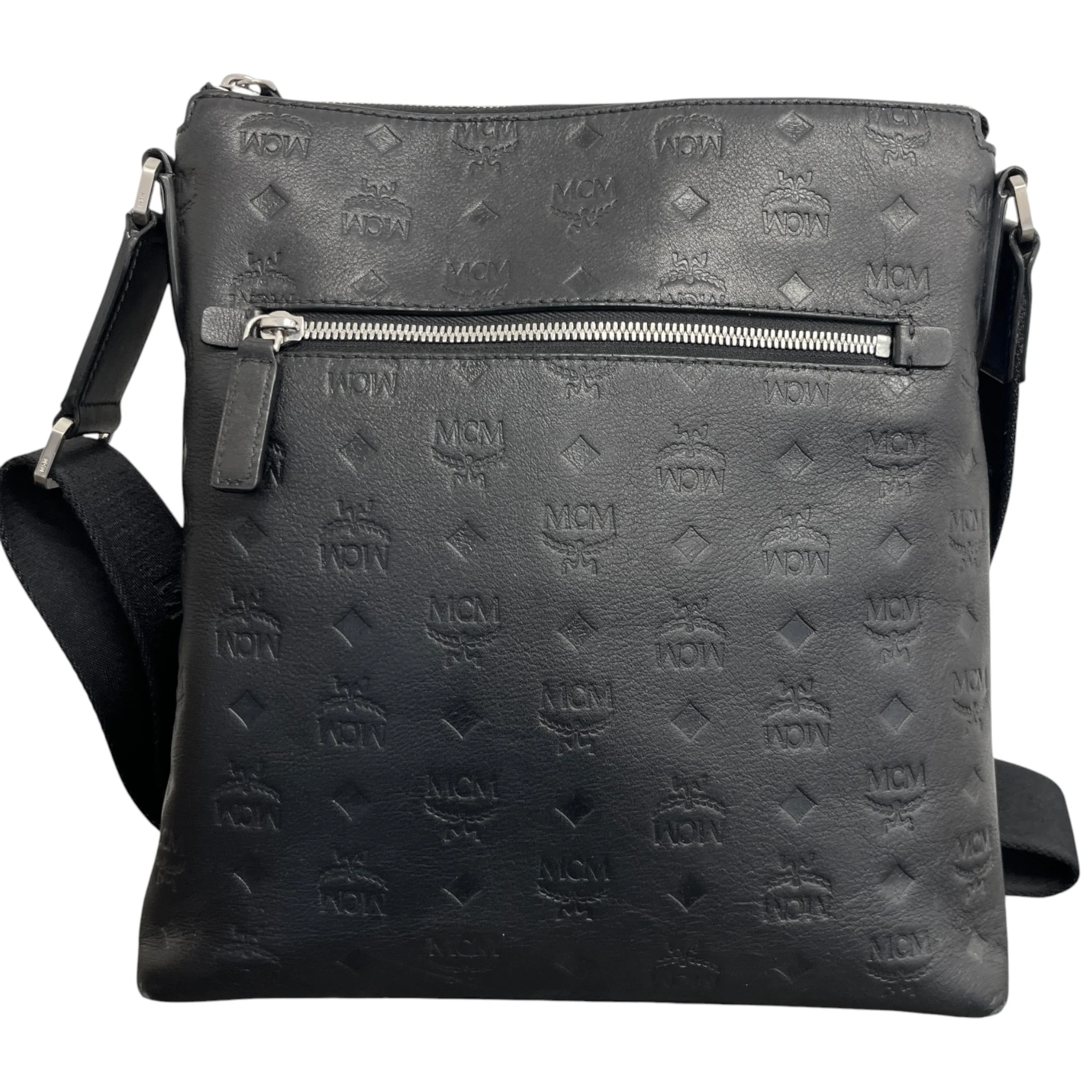 Men's Monogram Logo Messenger Bag Black - Image 3