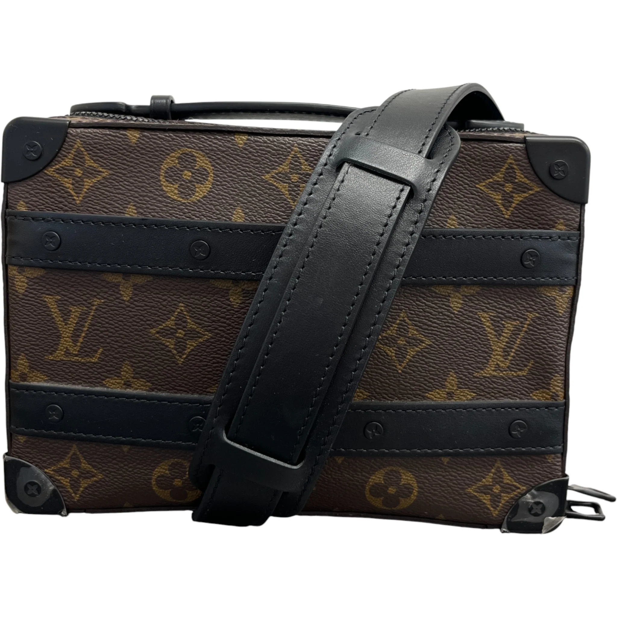 Men's Monogram Macassar Handle Soft Trunk Bag Brown