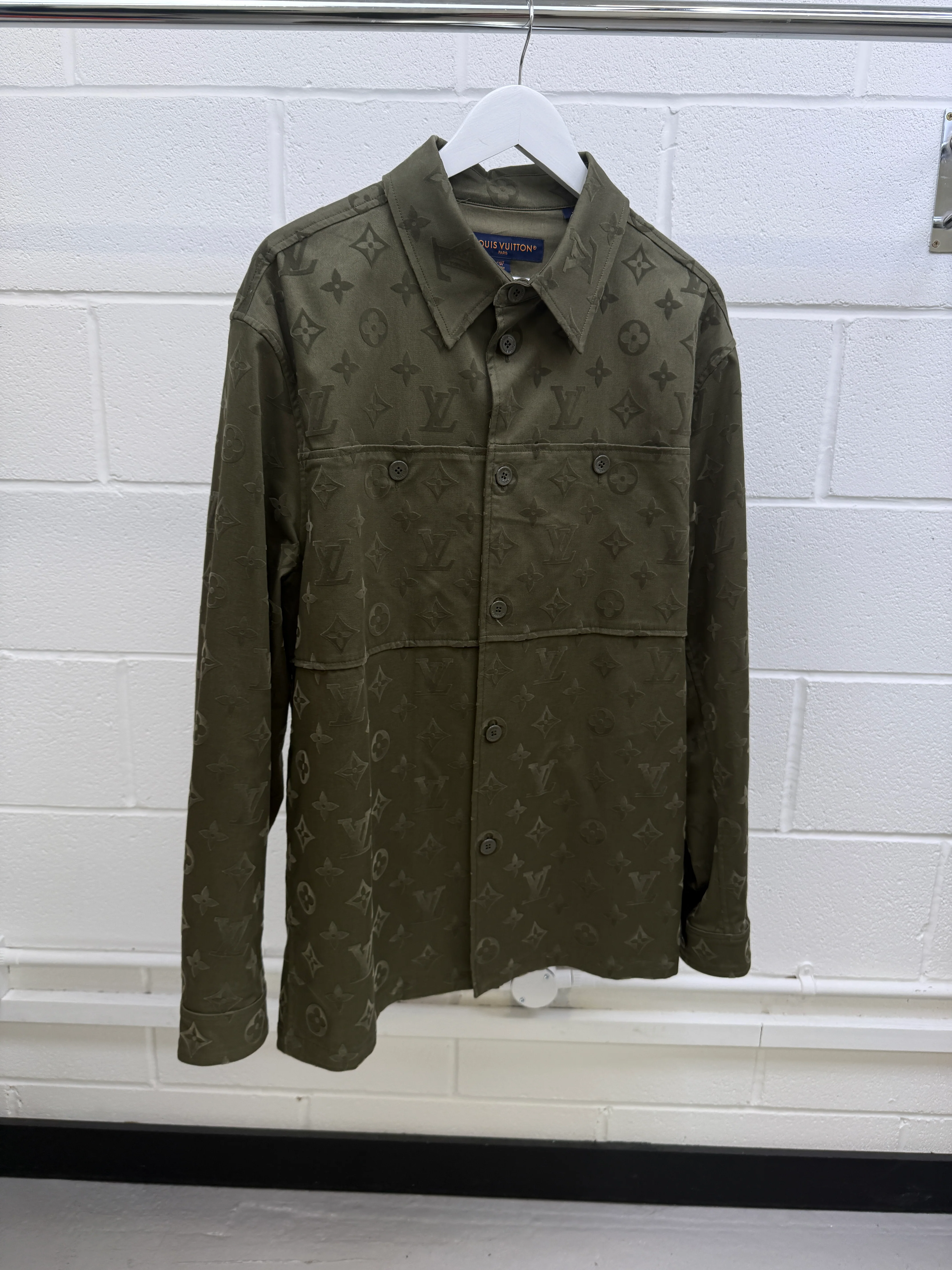 Men's Monogram OverShirt Khaki Size L - Image 10