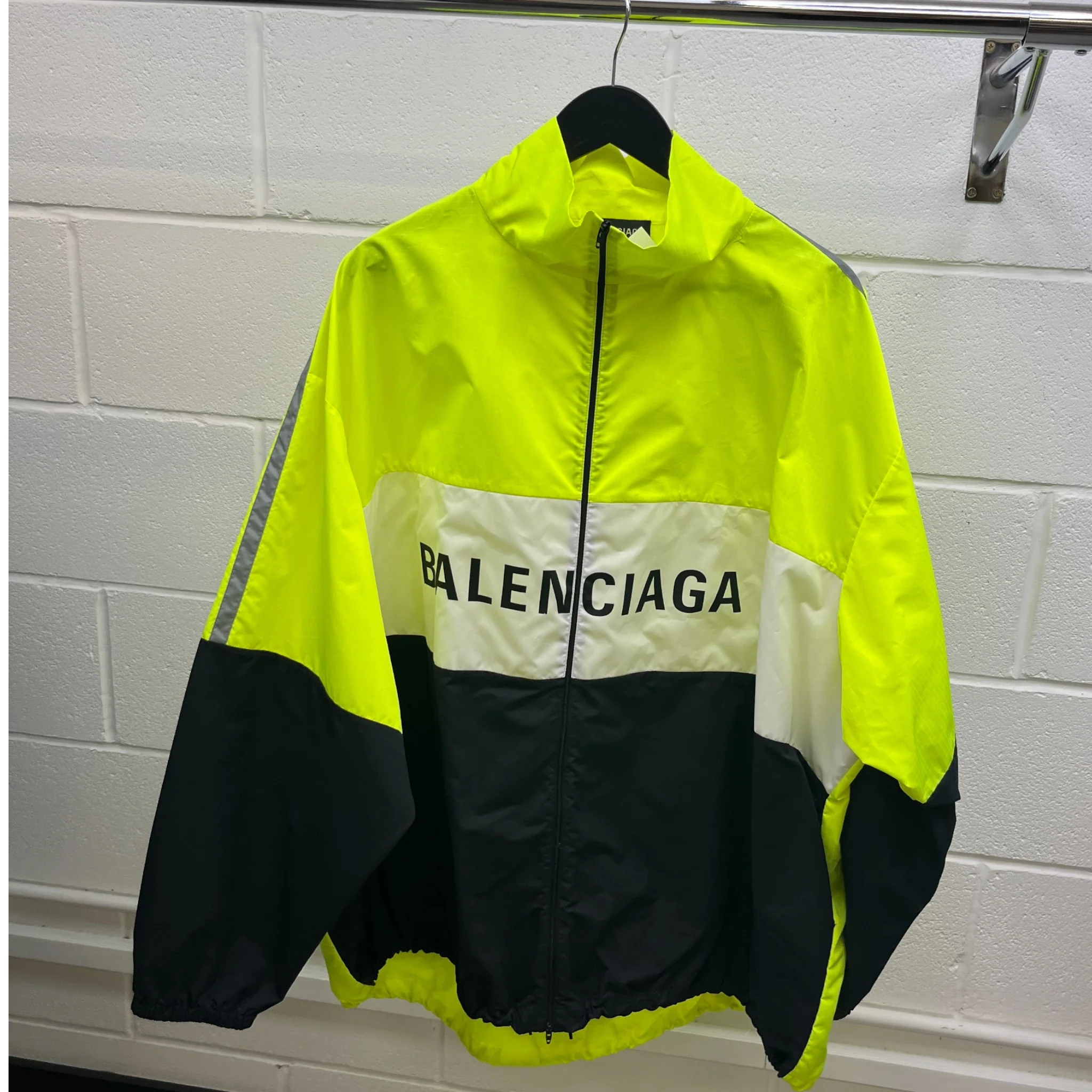 Men's Neon Logo Print Jacket Yellow Size XL - Image 8