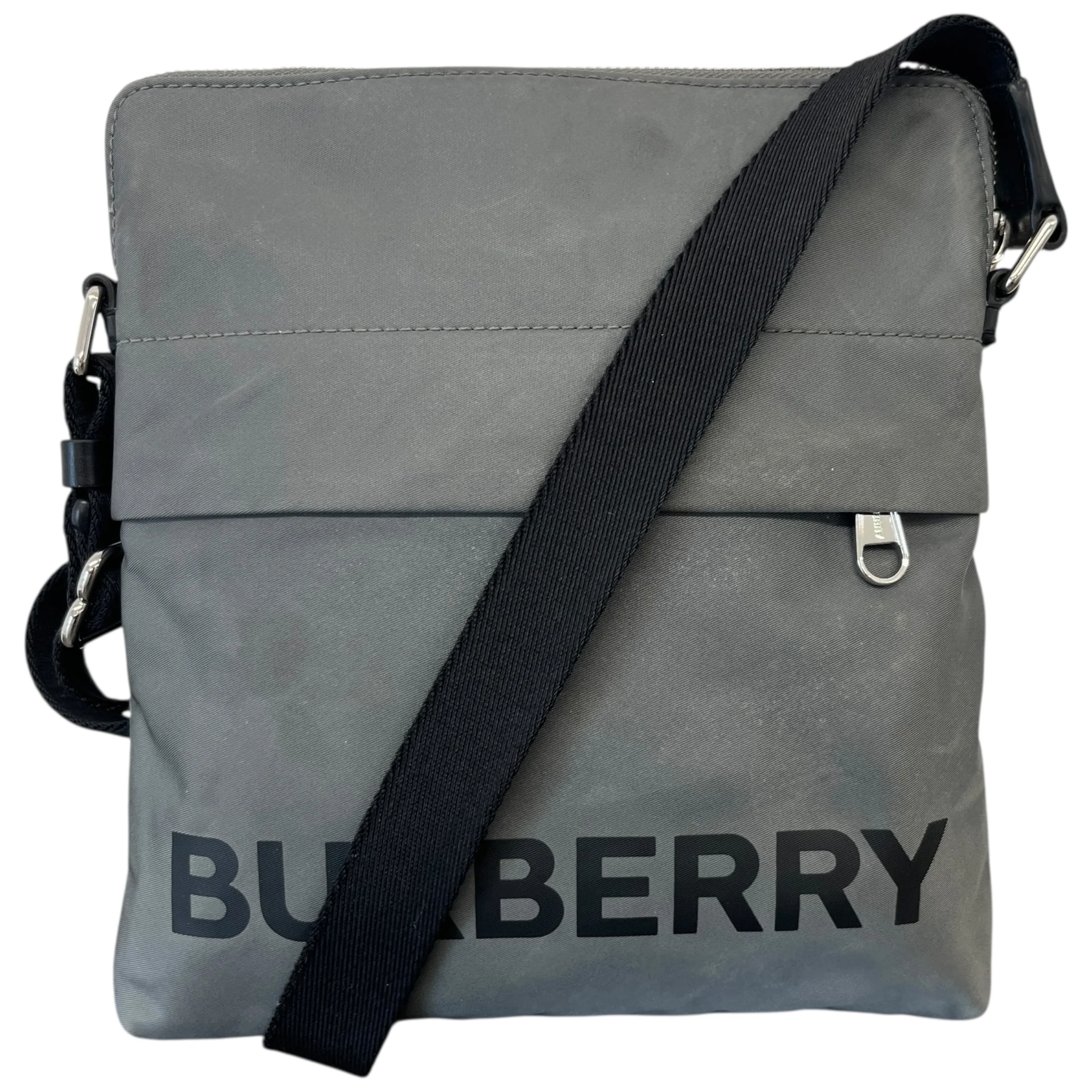 Men's Nylon Neo Logo Messenger Bag Grey