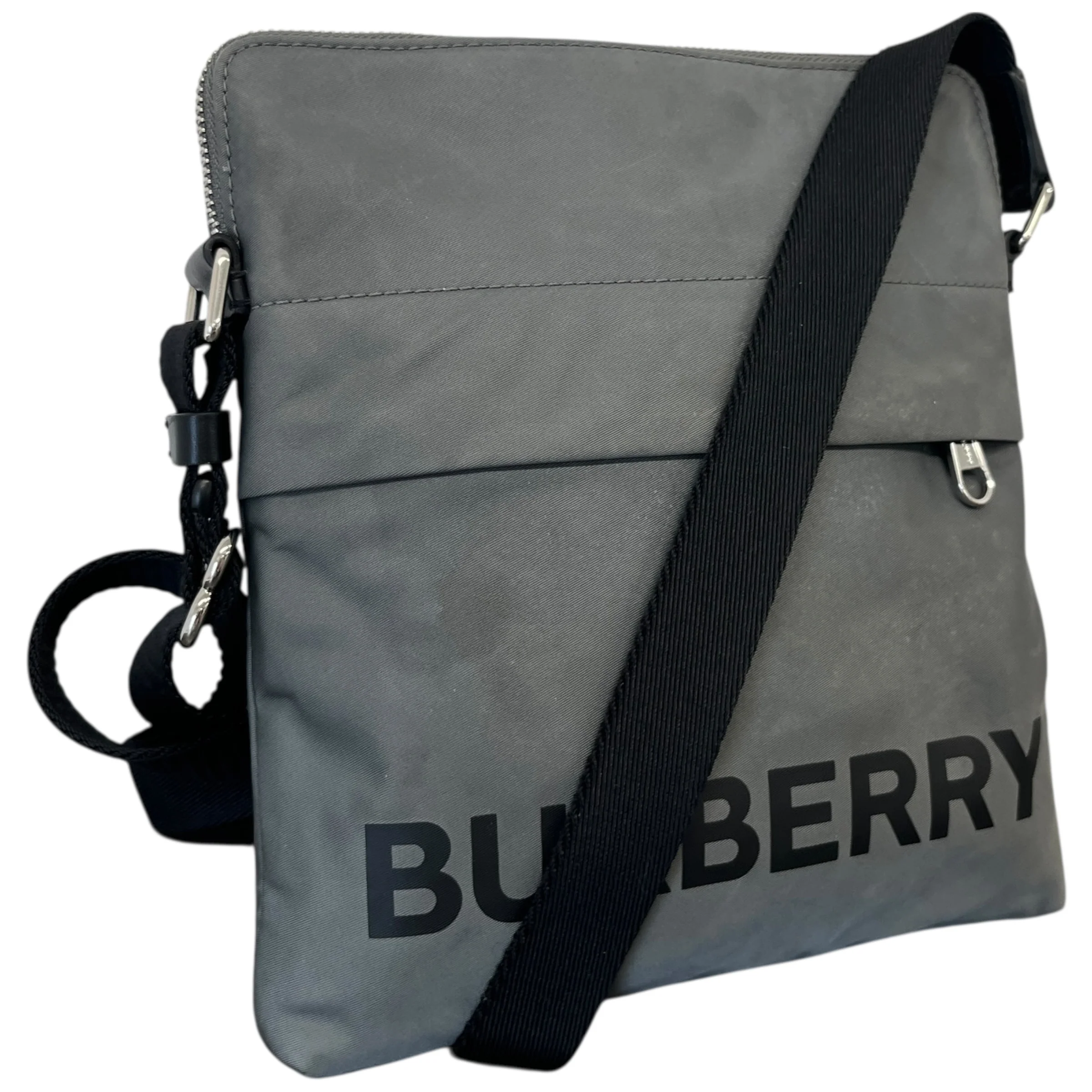 Men's Nylon Neo Logo Messenger Bag Grey - Image 4