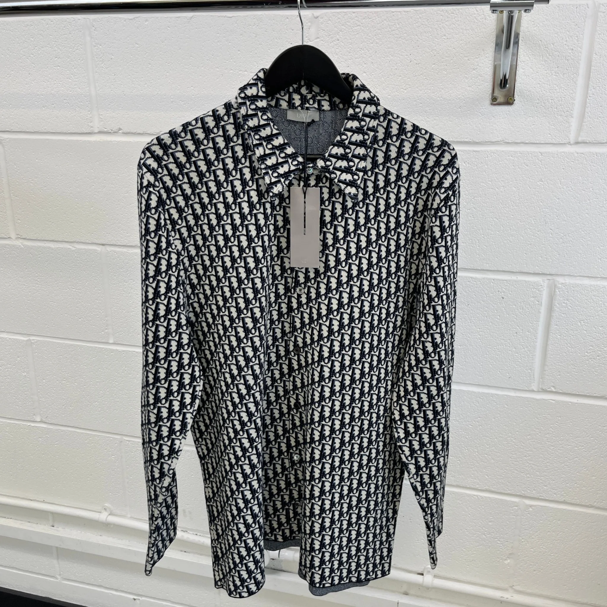 Men's Oblique Long Sleeve Shirt Navy Size XL - Image 12