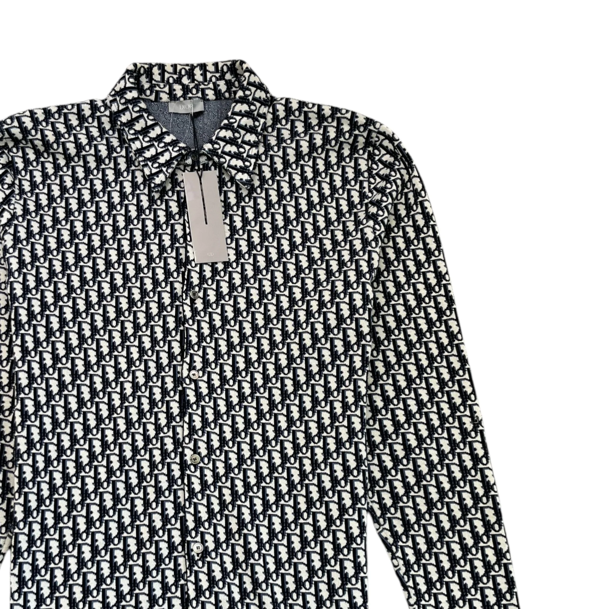 Men's Oblique Long Sleeve Shirt Navy Size XL - Image 3