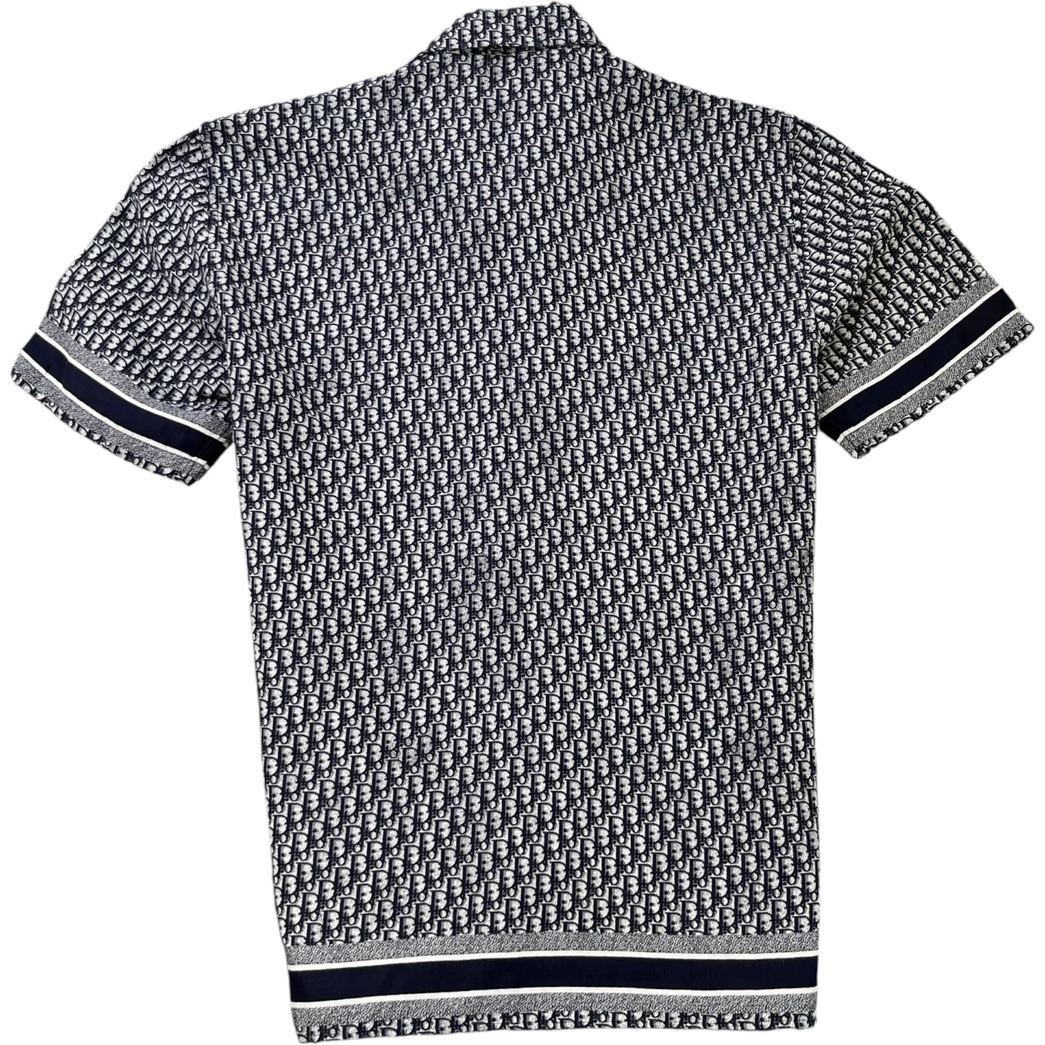 Men's Oblique Monogram Short Sleeve Shirt Navy Size M - Image 2