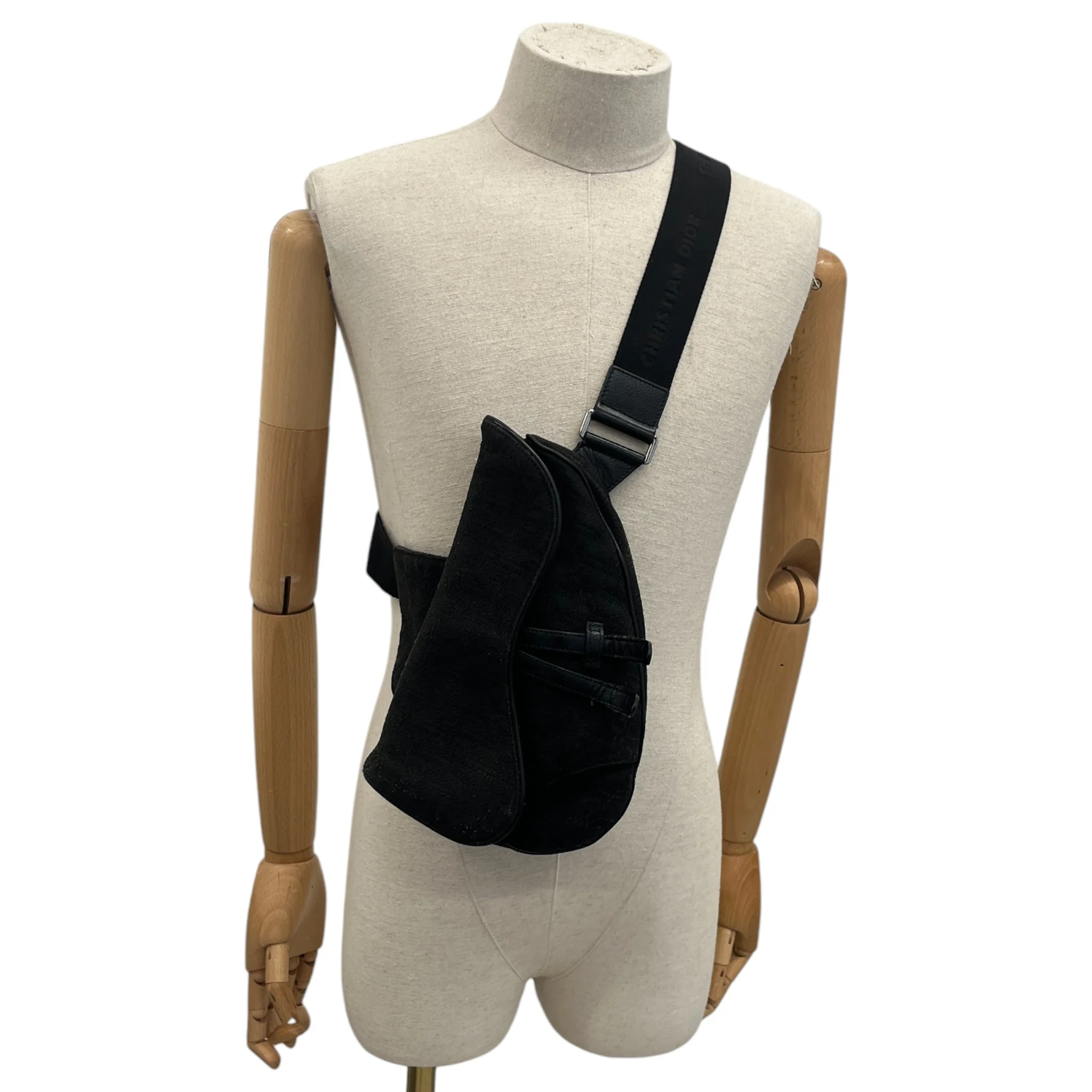 Men's Oblique Saddle Bag Black - Image 2