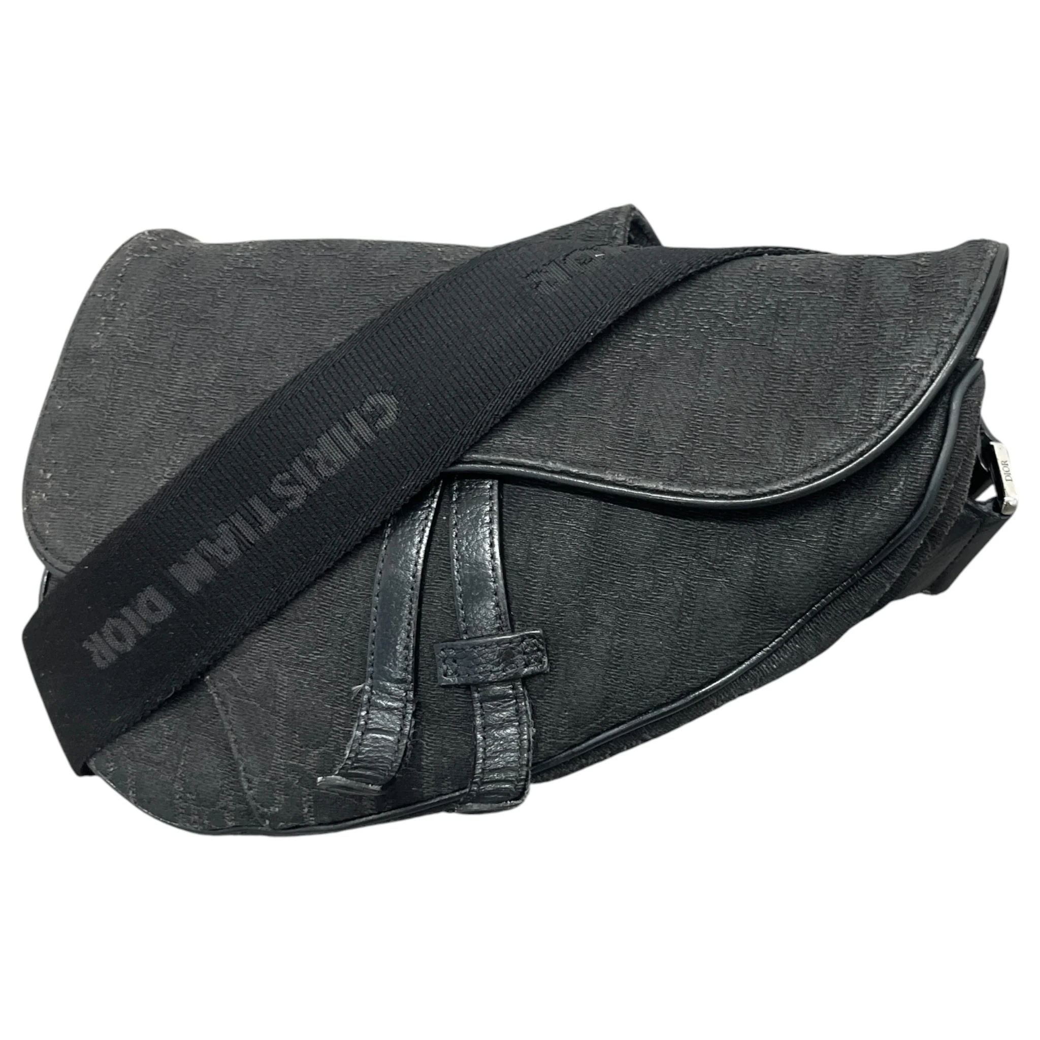 Men's Oblique Saddle Bag Black - Image 5