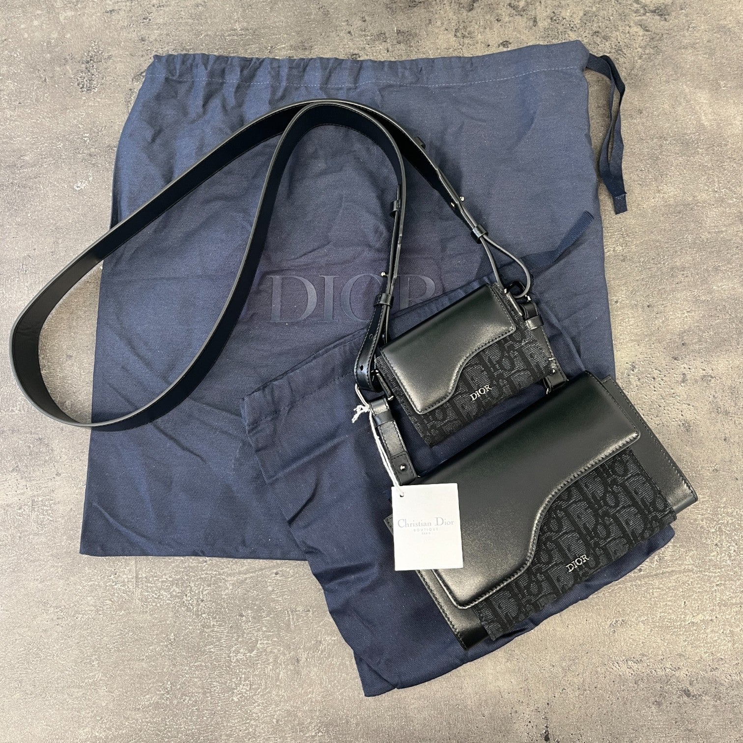 Men's Oblique Saddle Double Messenger Bag Black (Copy) - Image 11