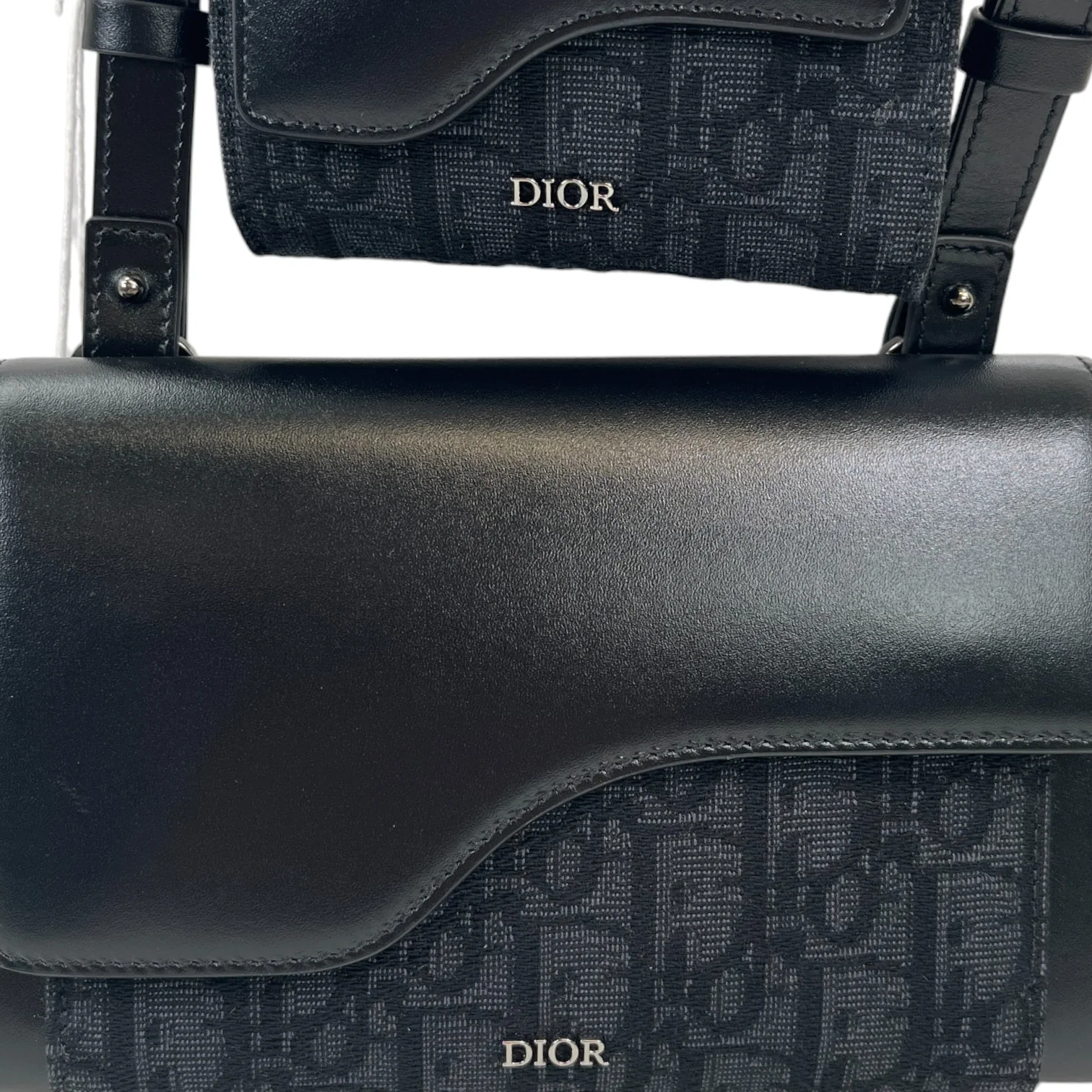 Men's Oblique Saddle Double Messenger Bag Black (Copy) - Image 6