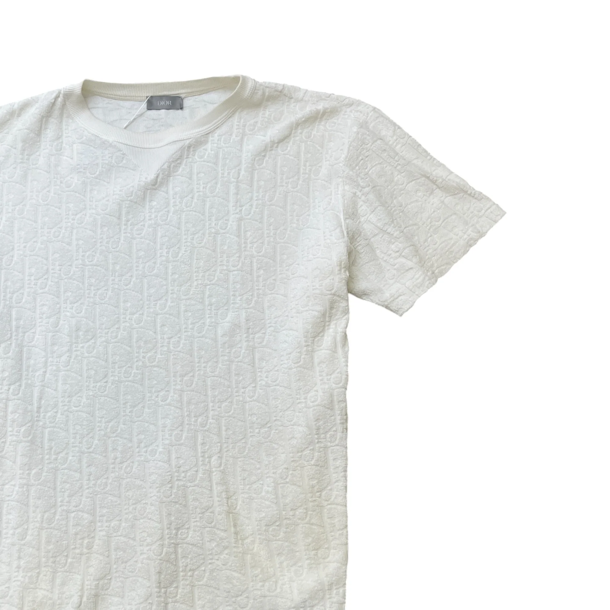 Men's Oblique Terry Towelling T-Shirt White Size M - Image 3