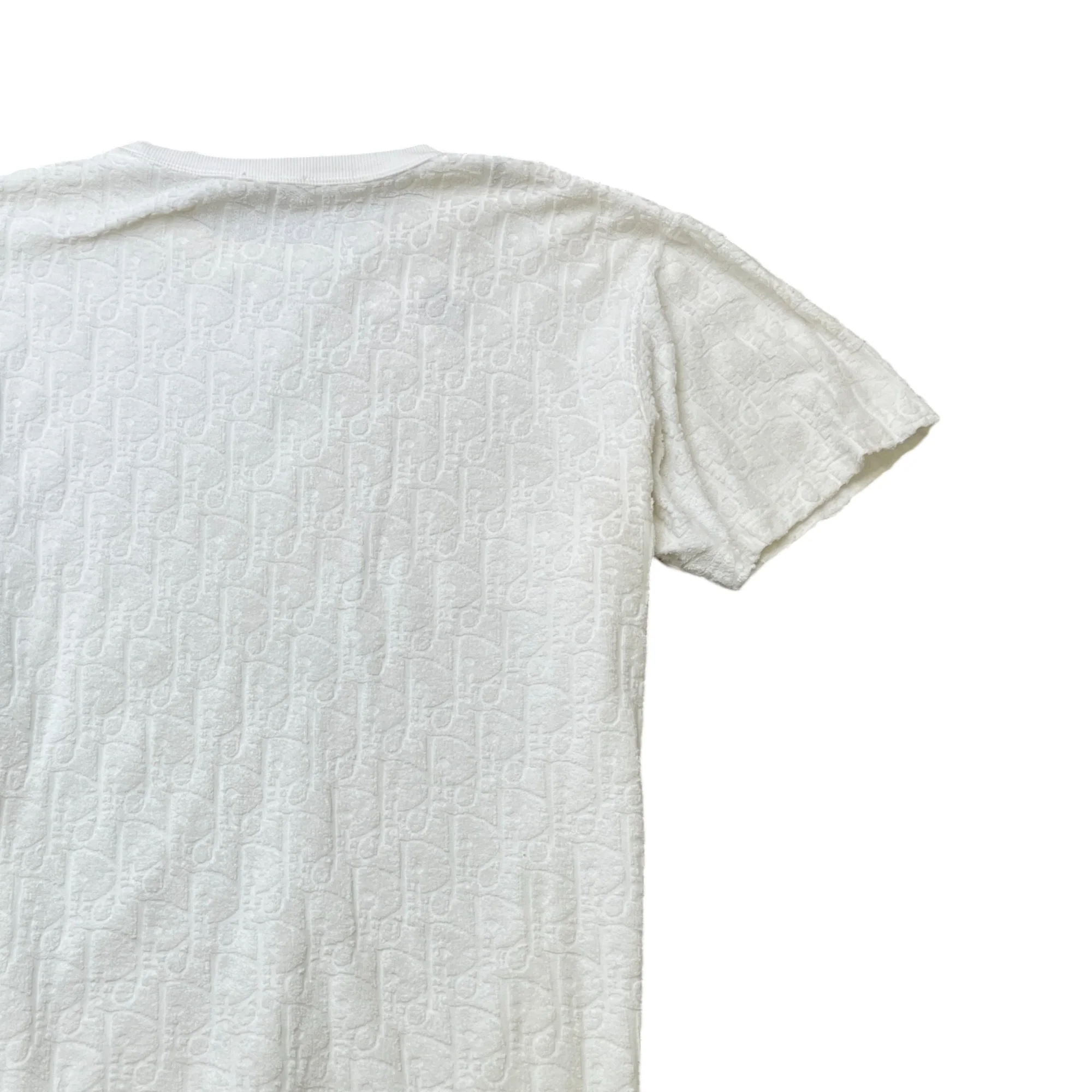 Men's Oblique Terry Towelling T-Shirt White Size M - Image 4
